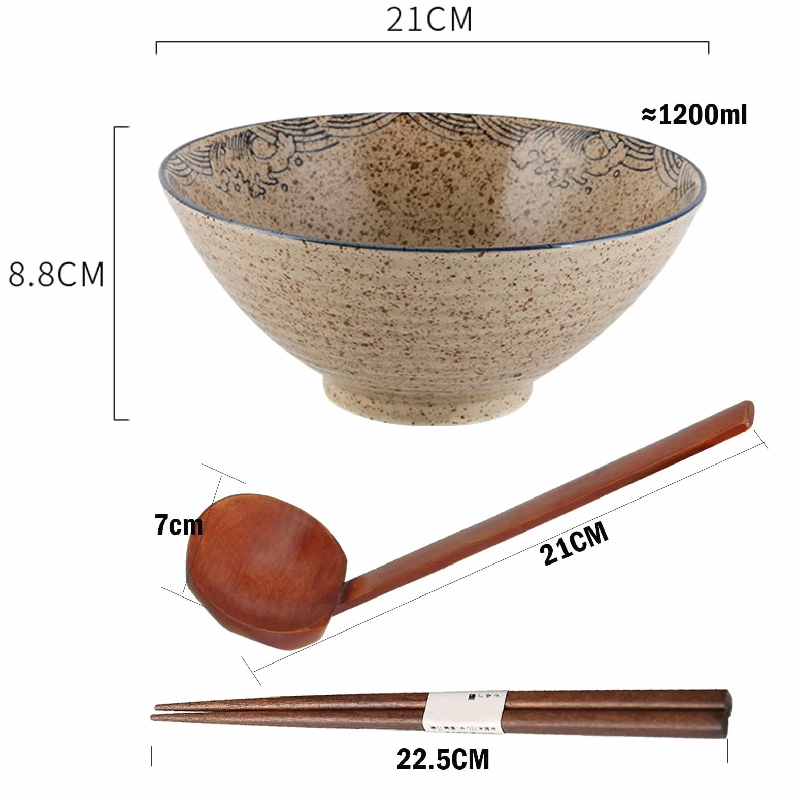 Ramen Bowl zestaw japońskiej ceramiki ramen miska z łyżeczką 1200 ml miedziana miska na musli miska na sałatkę