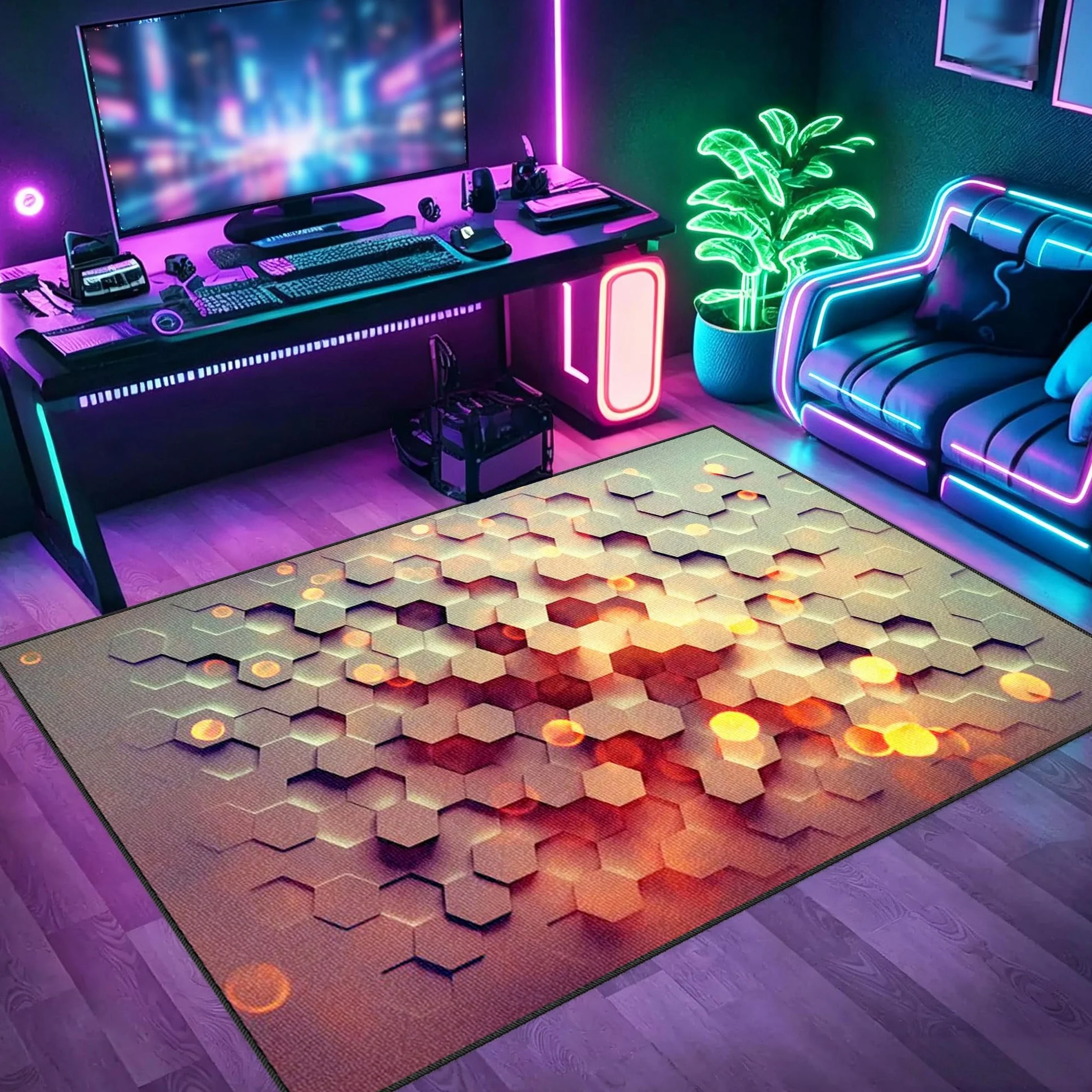 Dywanik dla graczy, antypoślizgowa wycieraczka, 80 x 130 cm, mata ochronna na podłogę, do pokoju gamingowego, do obszaru zabaw, podkładka pod krzesło komputerowe, podkładka pod krzesło