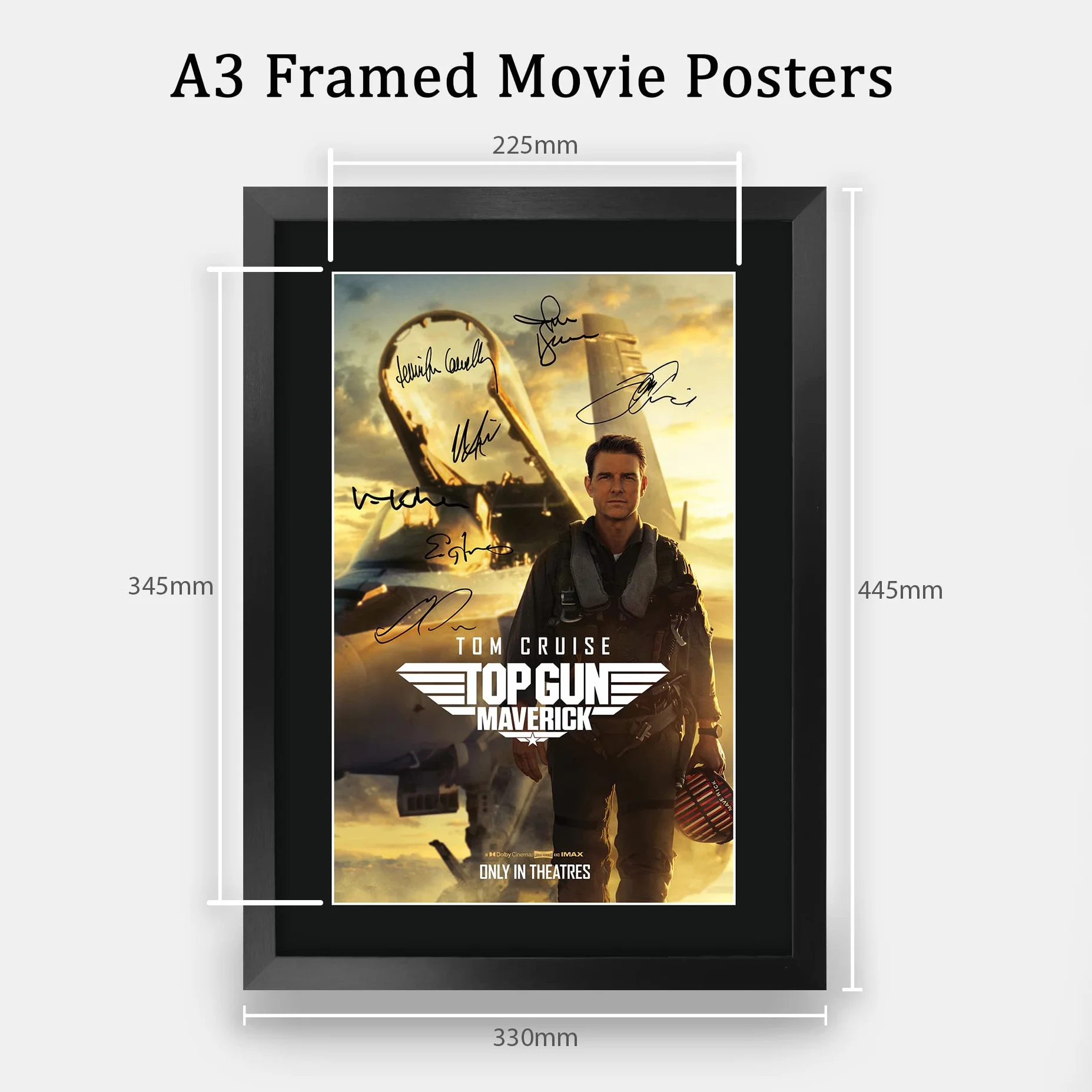 Plakat Top Gun 2 Maverick Tom Cruise Autograf Pamiątka Filmowa A3 Framed