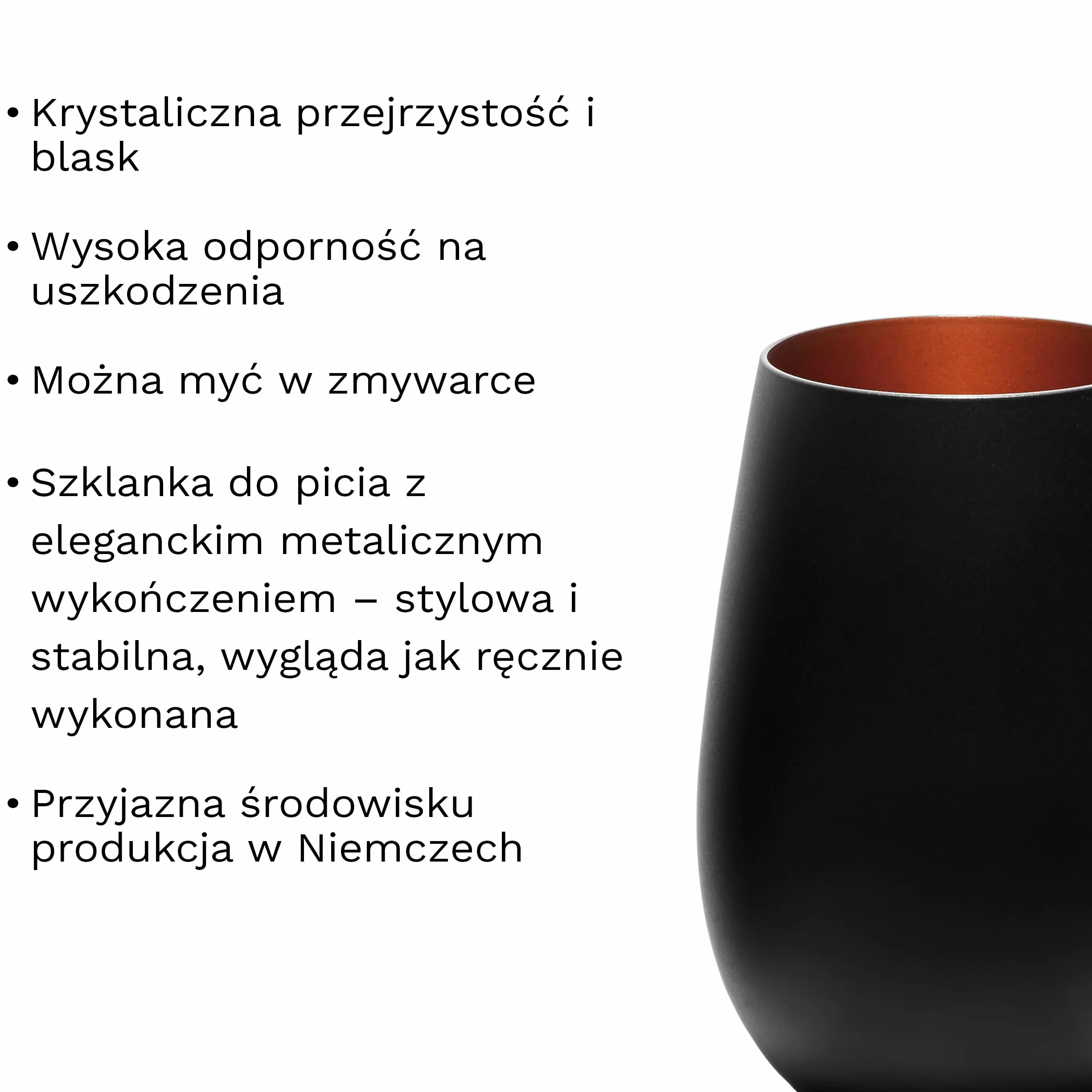 Stölzle Lausitz Szklanki do Wody Elements Metallic Zestaw 6 Sztuk 465 ml – Uniwersalne Szklanki do Wody, Soku i Koktajli – Wysokiej Jakości Szklanki z Kryształu – Bezpieczne do Użycia w Zmywarce