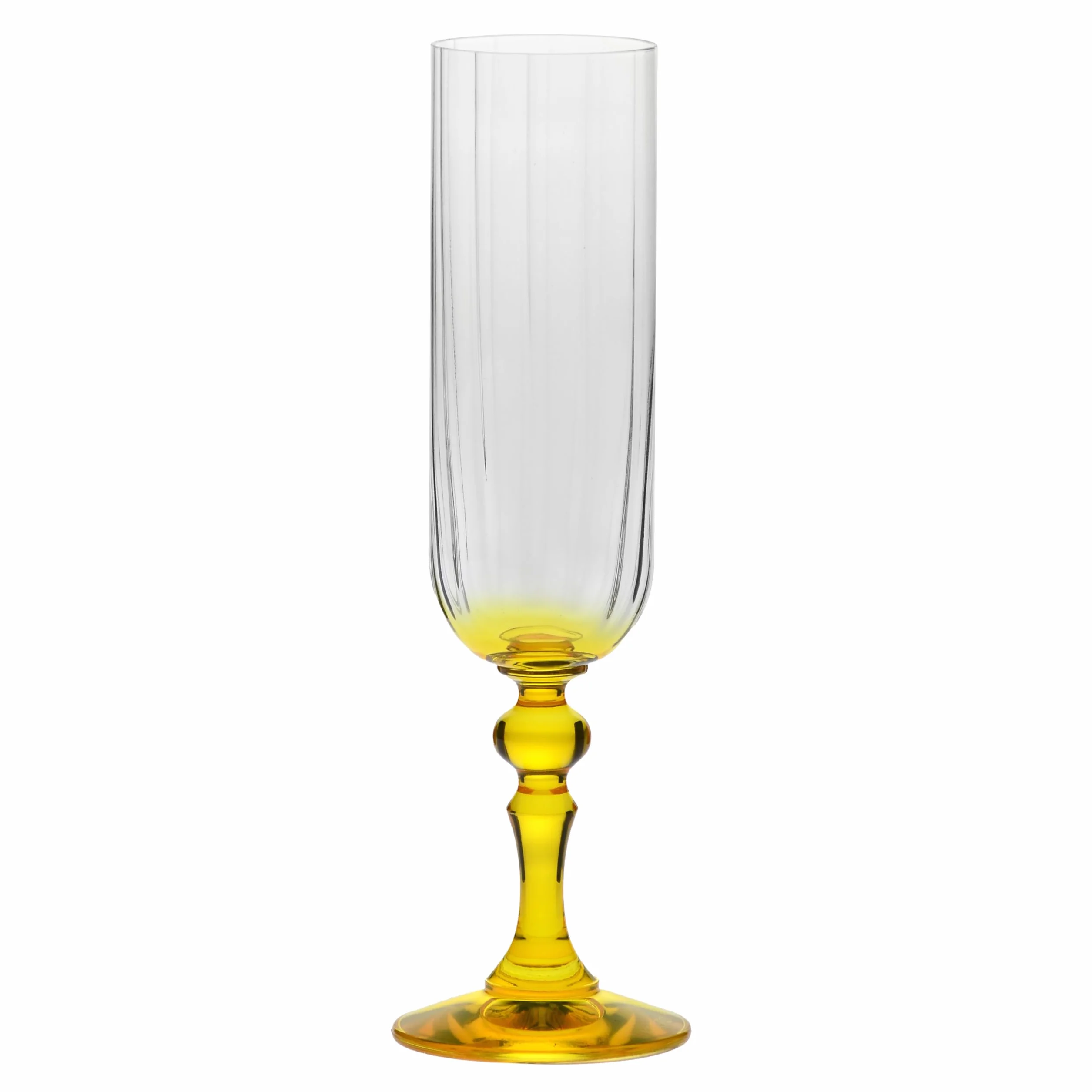 Kieliszki do szampana KROSNO 220 ml z żółtą nóżką, zestaw 2 szt. – do Mocktaili, Mimosa, Prosecco, Cava i Spritz – bez ołowiu – można myć w zmywarce – Bubble Celebration Moments