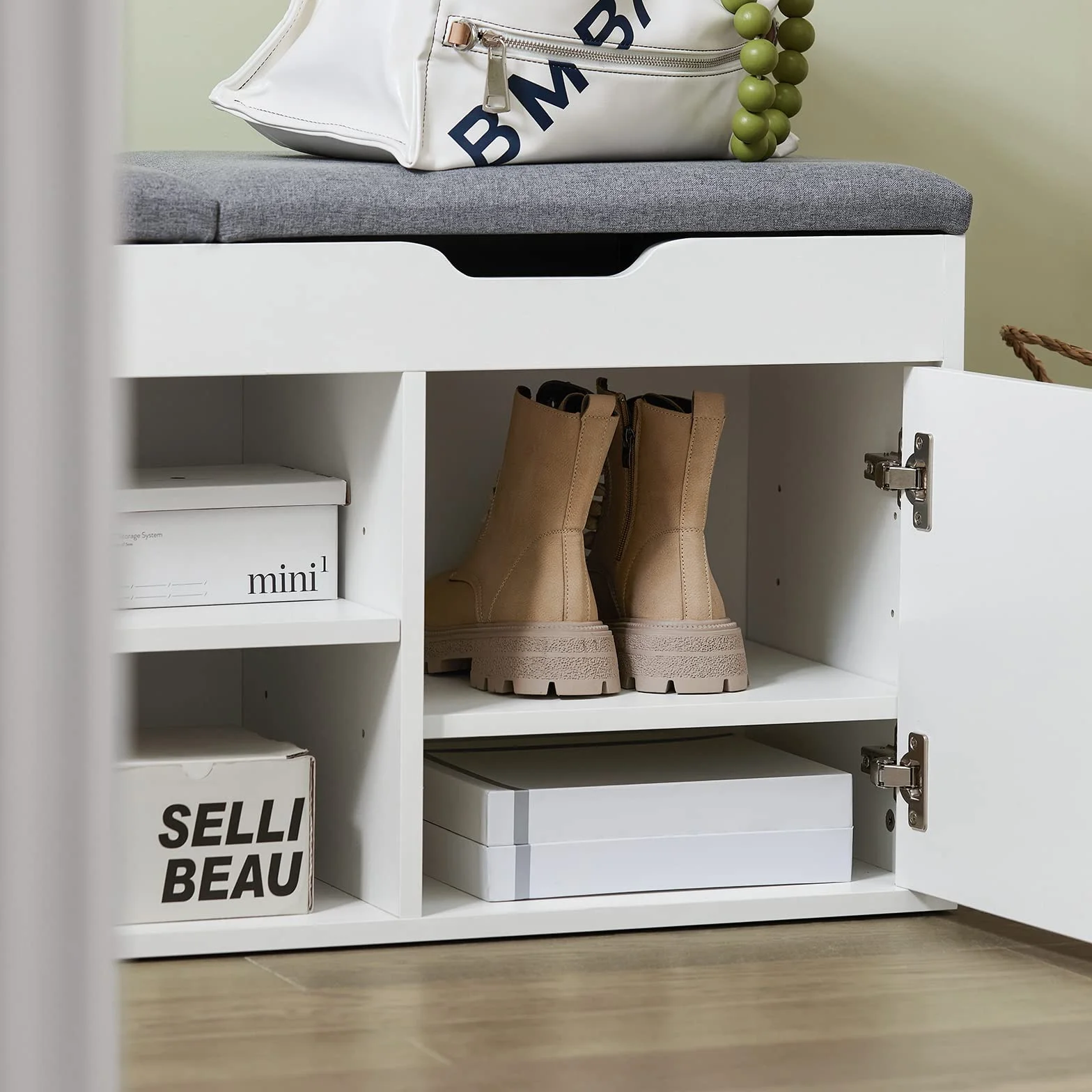 SoBuy FSR96-W Szafka na buty z poduszką 100x48x34cm biała