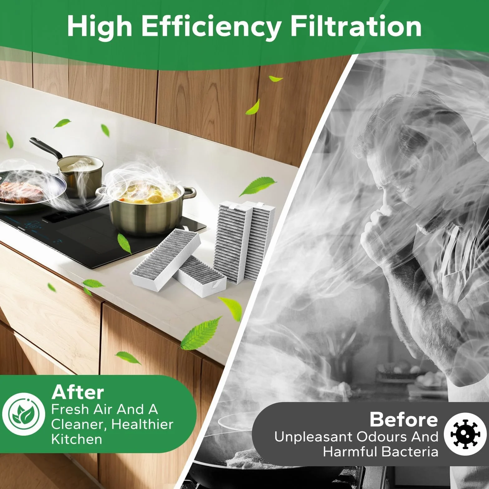 4 filtrów z węglem aktywnym do okapu kuchennego HZ9VRCR0 17004796/ Bosch HEZ9VRCR0 17004805/ Neff Z821VR0 17004806/ Gaggenau CA282111/Constructa CZ9VRCR0, Filtr wymienny