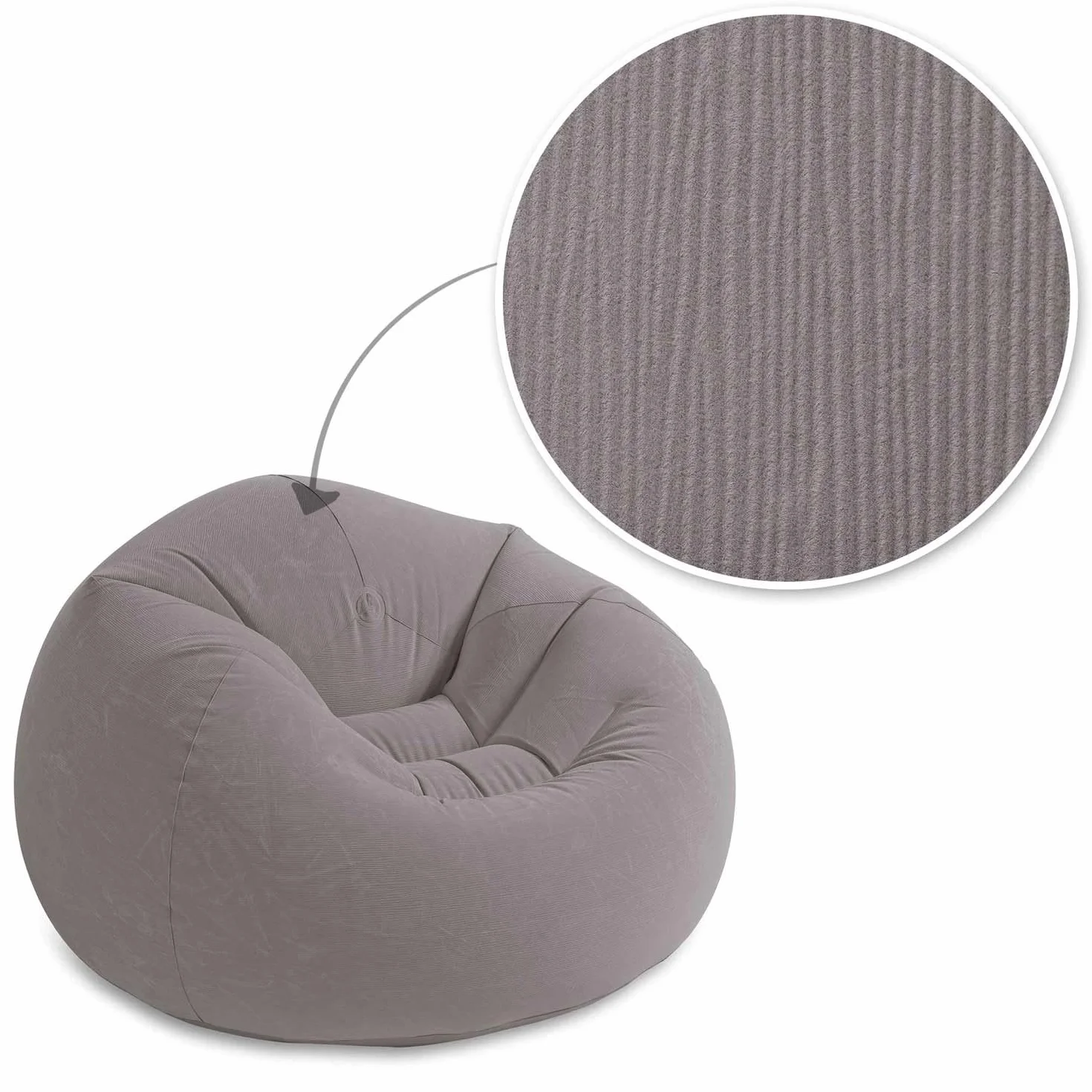 Intex Beanless Bag Chair Inflating Furniture 1.14 m x 1.14 m x 71 cm Grey