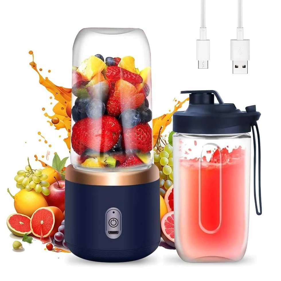 Smoothie Maker, 400 ml, przenośny mikser mini blender z 6 ostrzami ze stali nierdzewnej, mały smoothie Maker to Go USB do ponownego ładowania mini mikser stojący do jedzenia dla niemowląt,