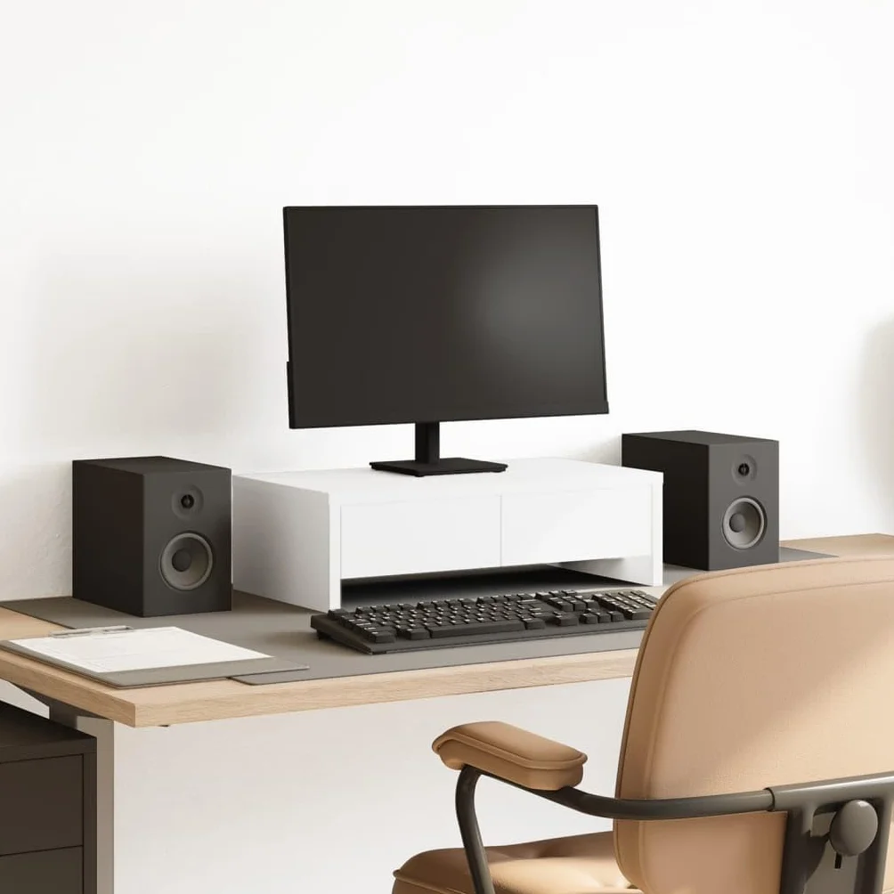 Generic Stojak na Monitor z szufladą, Drewniane Stojaki na Monitory, Podstawka Pod Ekran Komputera, Drewno Konstrukcyjne z Drewna Rzemieślniczego do Drukarki Przenośnej (50x27x15cm)