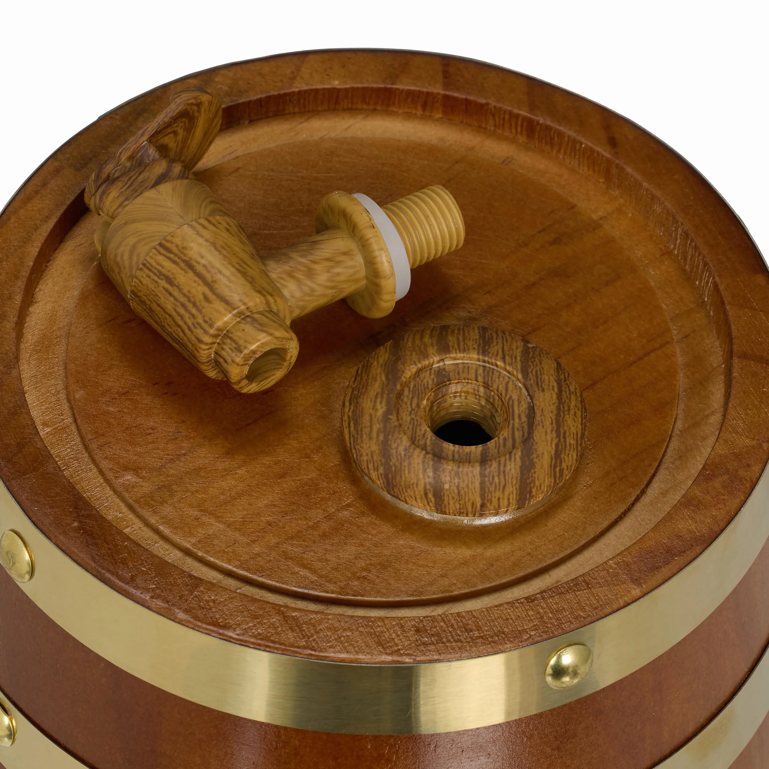 Relaxdays Beczka na whisky, 1,25 l, drewniana, z koziołkiem i kranikiem, na wino, alkohole, dekoracyjna beczka drewniana, ciemnobrązowa