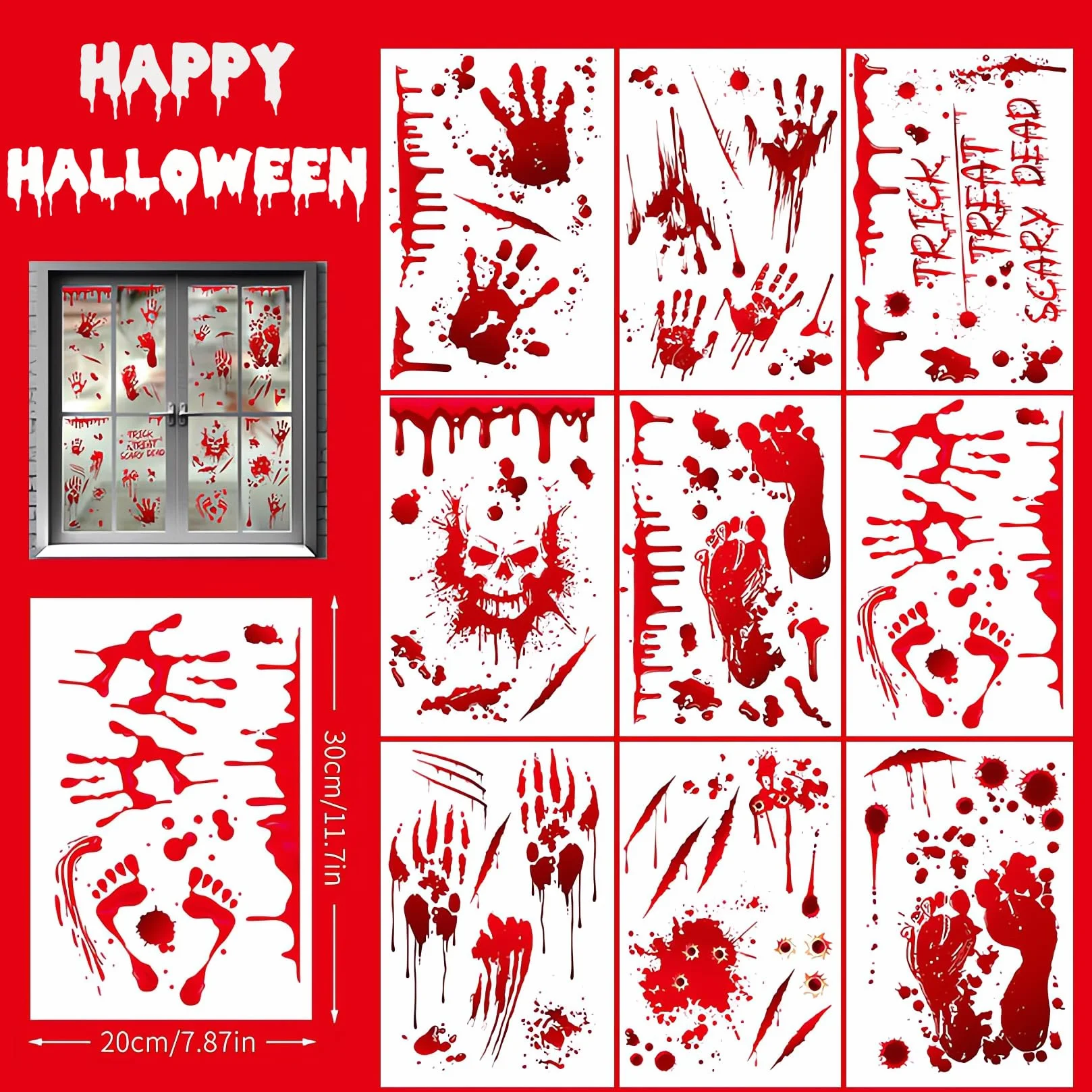 Halloween naklejki dekoracyjne samoprzylepne wielokrotnego użytku naklejka druk dwustronny (01B) (WSJ