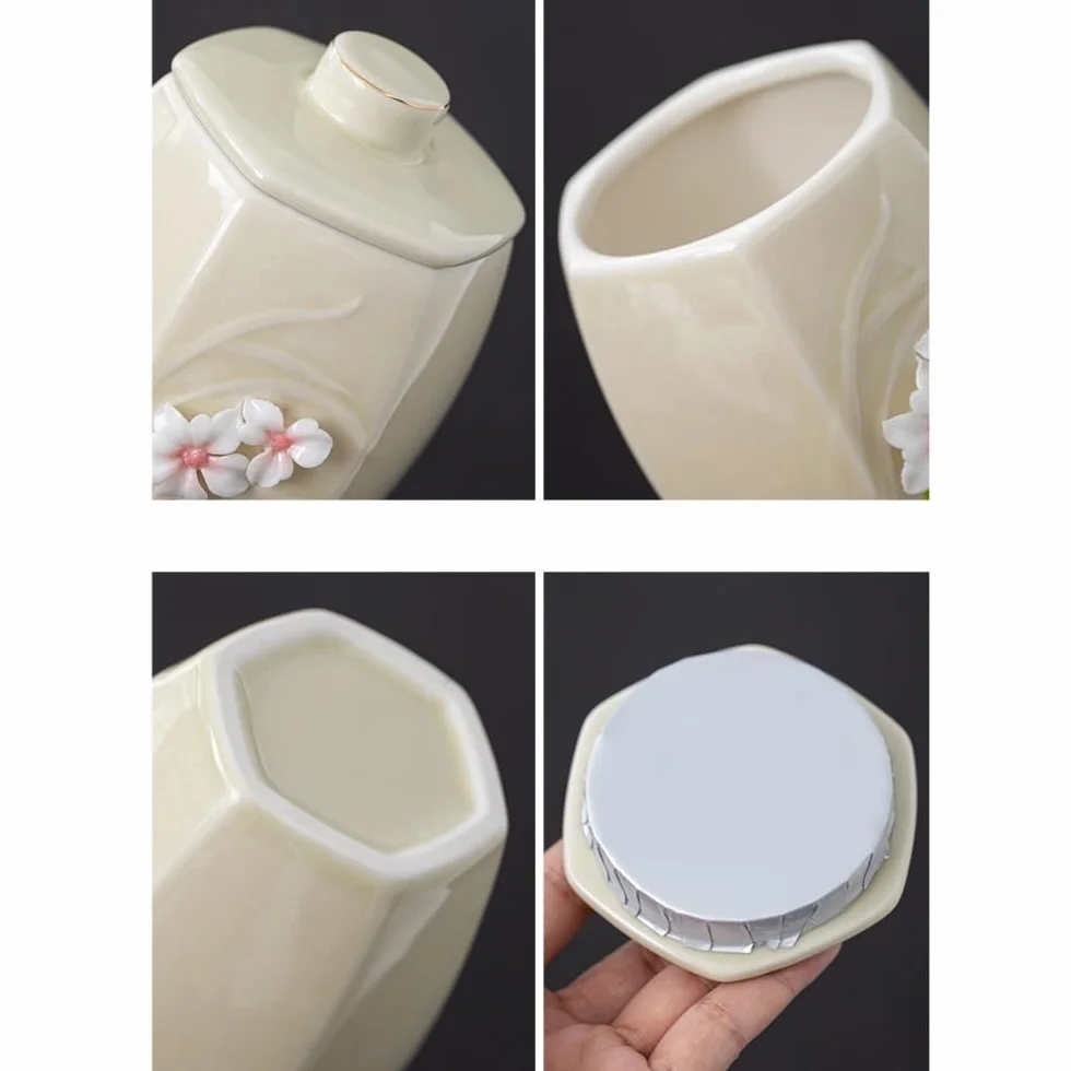 LYGSWDB Pojemnik na herbatę ceramiczny pojemnik do przechowywania herbaty luzem słoik domowa kuchnia szczelnie zamknię słoik okrągły pusty słoik zestaw do herbaty podwójny słoik zestaw upominkowy