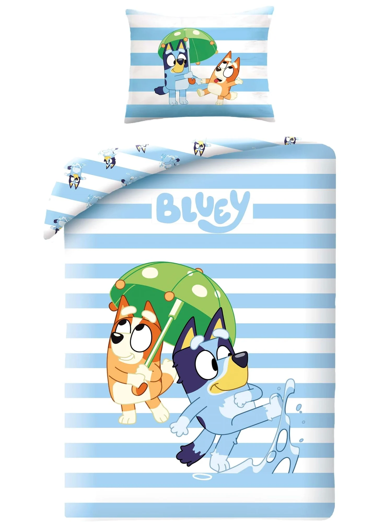 Bluey Pościel 140x200 + Poszewka 70x90 100% Bawełna Licencja Oficjalna | Odwracalna pościel jednoosobowa | Bawełna naturalna oddychająca | Bingo Bandit Chilli | 3-8 lat | Prezent