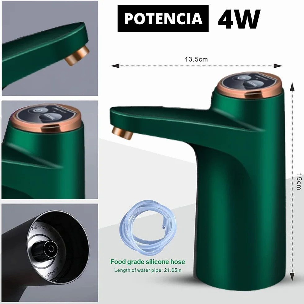 Dozownik wody NK - wskaźnik LED, akumulator USB 1200 mAh, materiał silikonowy, kompatybilny z dzbankami i butelkami 4,5 l 5 l 7,5 l 10 l 11,3 l 15 l 18,9 l (Adapter 3,8 i 4,8 cm) (czarny)