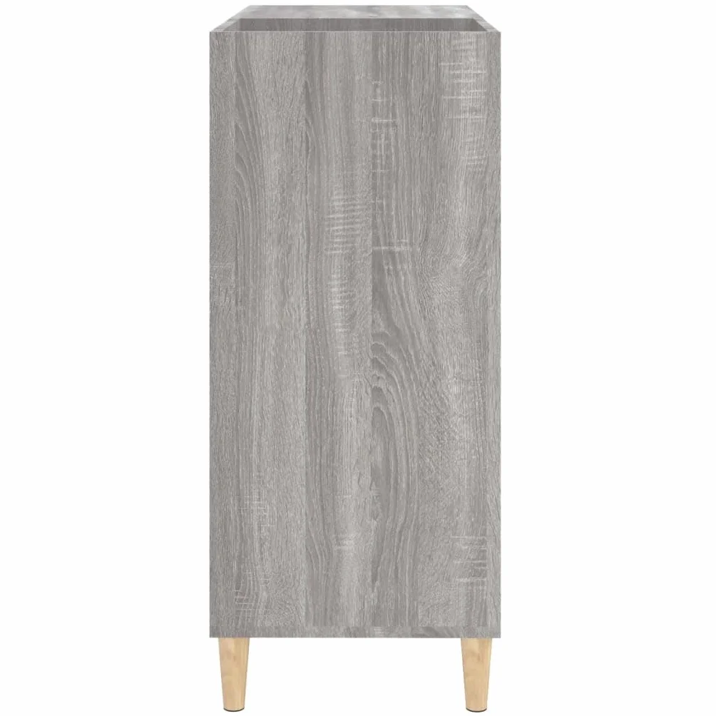 Sonoma szafka panelowa, szara, 84,5 x 38 x 89 cm, materiał drewnopochodny, winylowa szafka do przechowywania z drewnianymi nogami, na płyty gramofonowe, media, biuro, salon