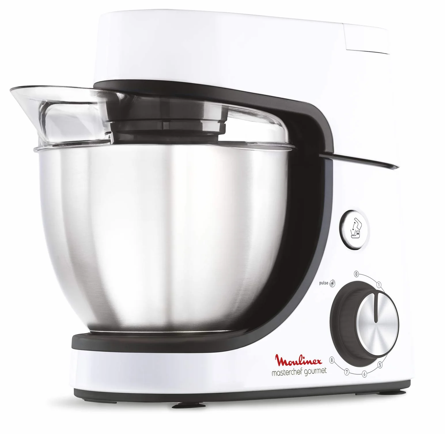 Moulinex Robot do ciasta, pojemność miski 4,6 l, 8 prędkości + Pulse, technologia Whisk dla idealnego ubijania, perkusista i ubijanie z odlewu aluminiowego, 1100 W, Gourmet Masterchef White QA510110