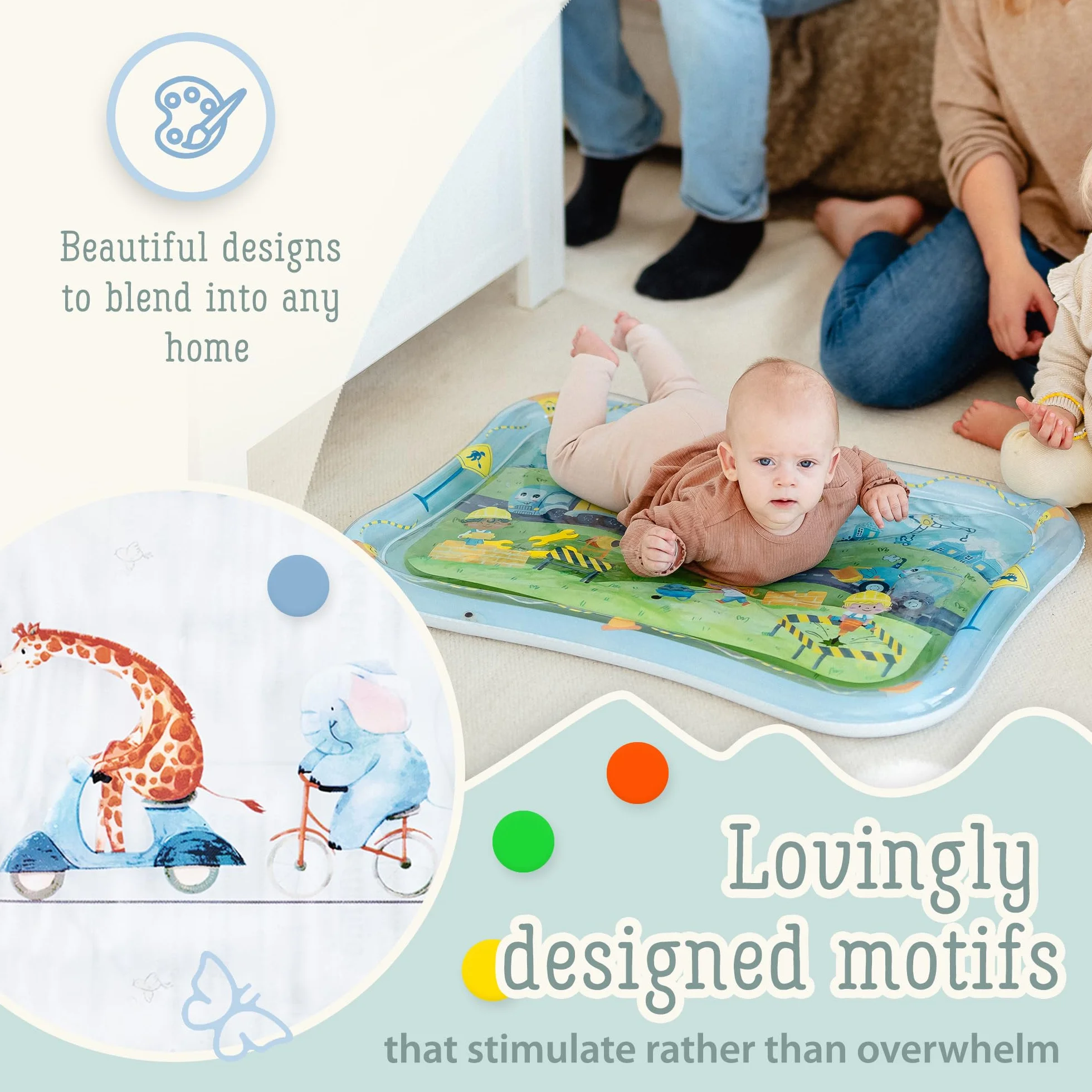 TummyTime mata wodna XXL od Freudeskind, mata do zabawy dla niemowląt, 100% ftalanów i BPA od 0, 3, 6, lub 9 do 24 miesięcy, sensoryczna mata do zabawy Montessori, zabawka dla niemowląt, pozycja na
