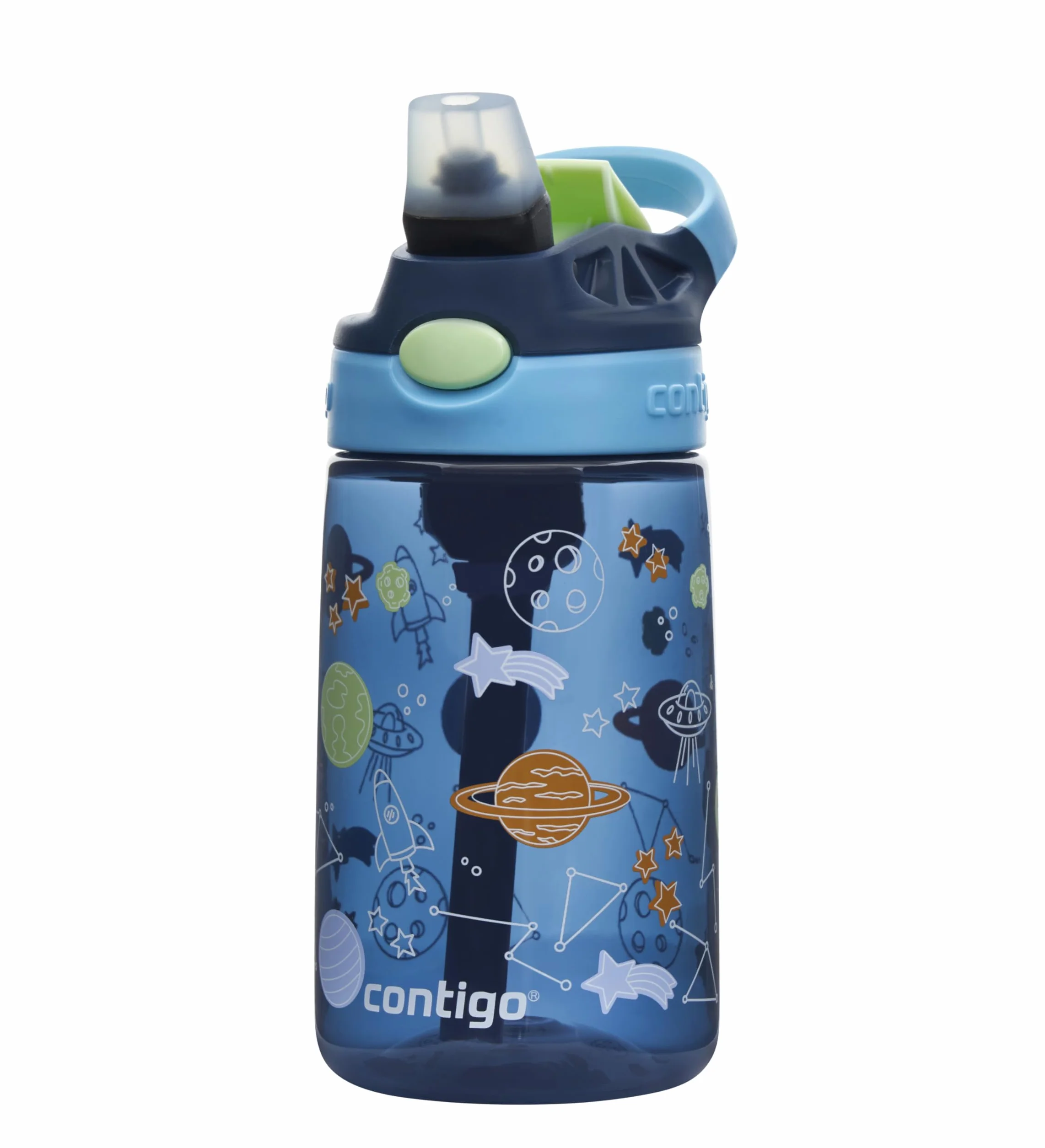 Contigo Easy Clean Autospout butelka dla dzieci, ze słomką, bez BPA, wytrzymała, 100% szczelna, łatwa do czyszczenia, idealna do przedszkola, szkoły, 420 ml, Blueberry Cosmos