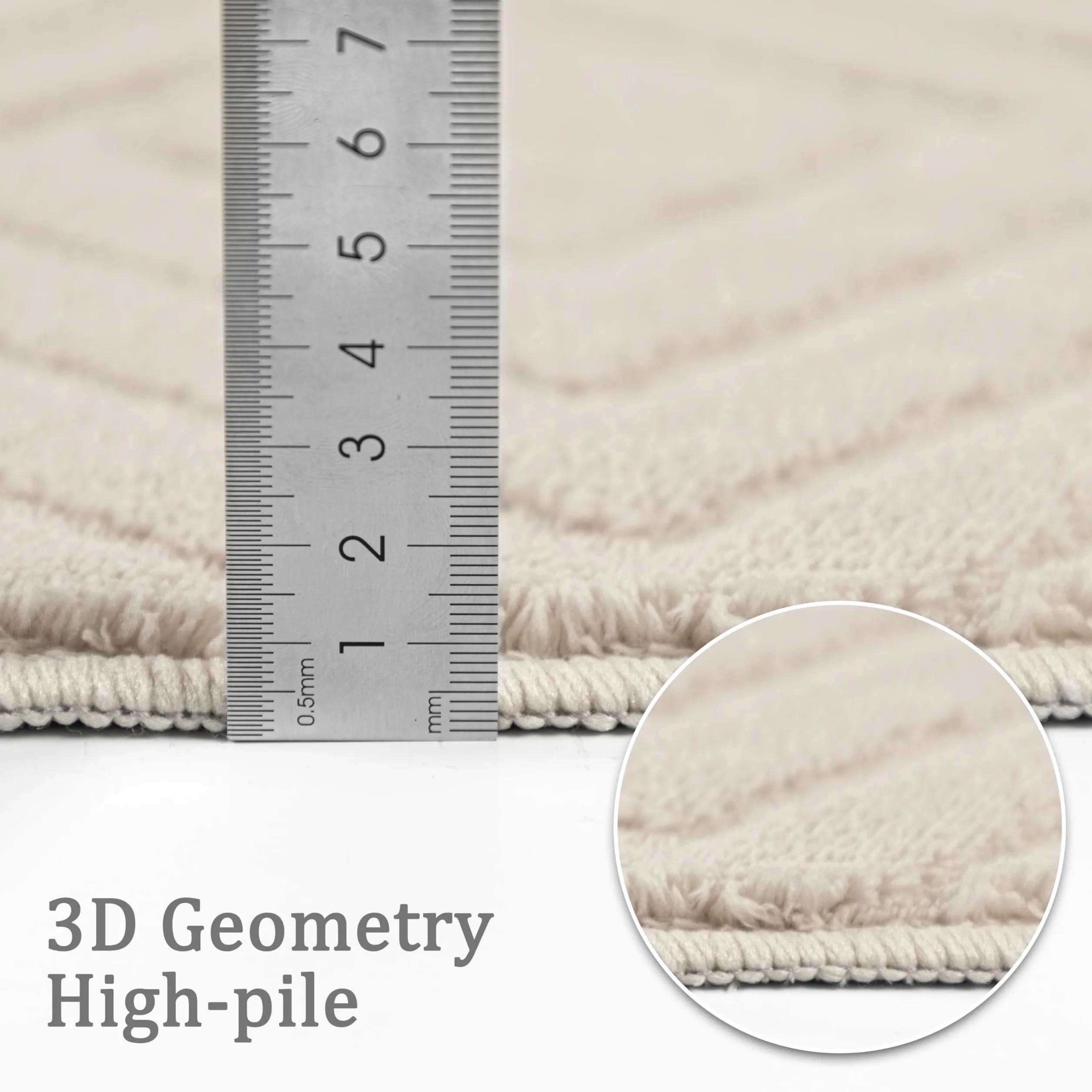 Capslpad Dywan Chodnik 80x300cm Beżowy Antypoślizgowy 3D Geometria Miękki