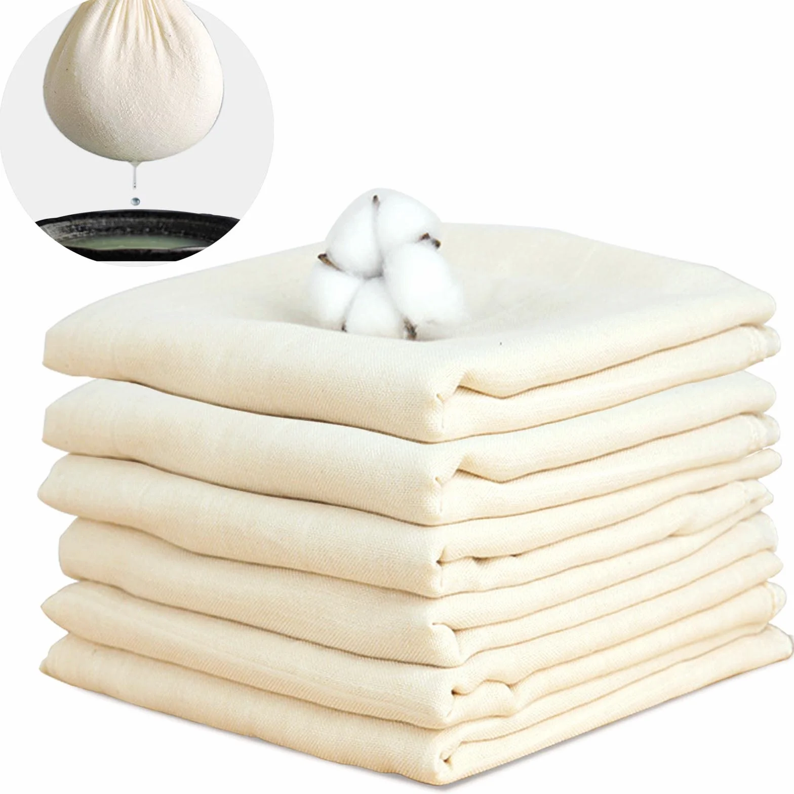 Zestaw 6 ściereczek, 100% bawełna, 50x50 cm siatka filtracyjna, ściereczka do sera do produkcji sera, ghee, żeli, jogurtu, tofu, parzone żywności, filtracja żywności