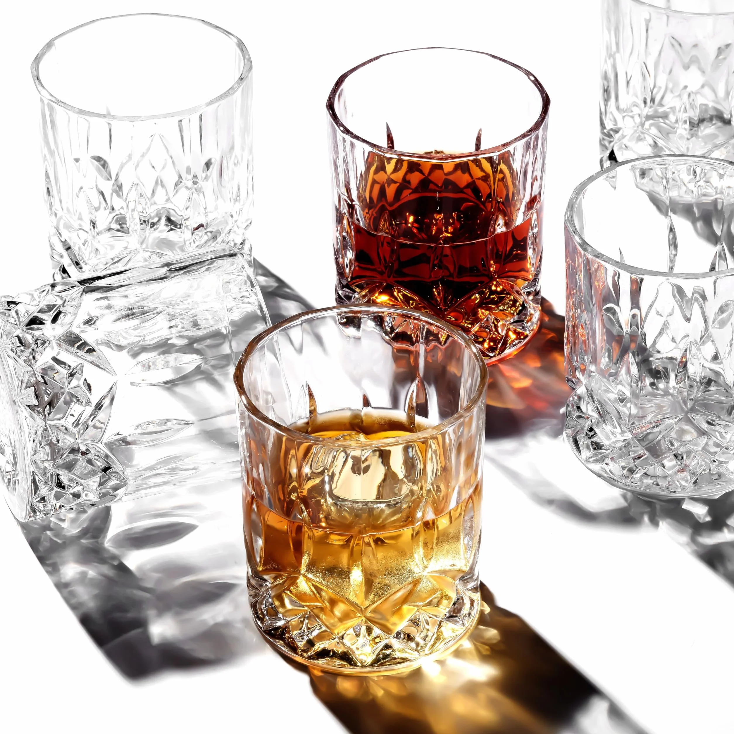 LEMONSODA Staromodne szklanki do whisky Crystal Cut – 290 ml ultra-przezroczysty wysokiej jakości bezołowiowy szklany kubek do picia burbona, szkockiej, koniaku, koktajli (zestaw 12 szt.) [2090]