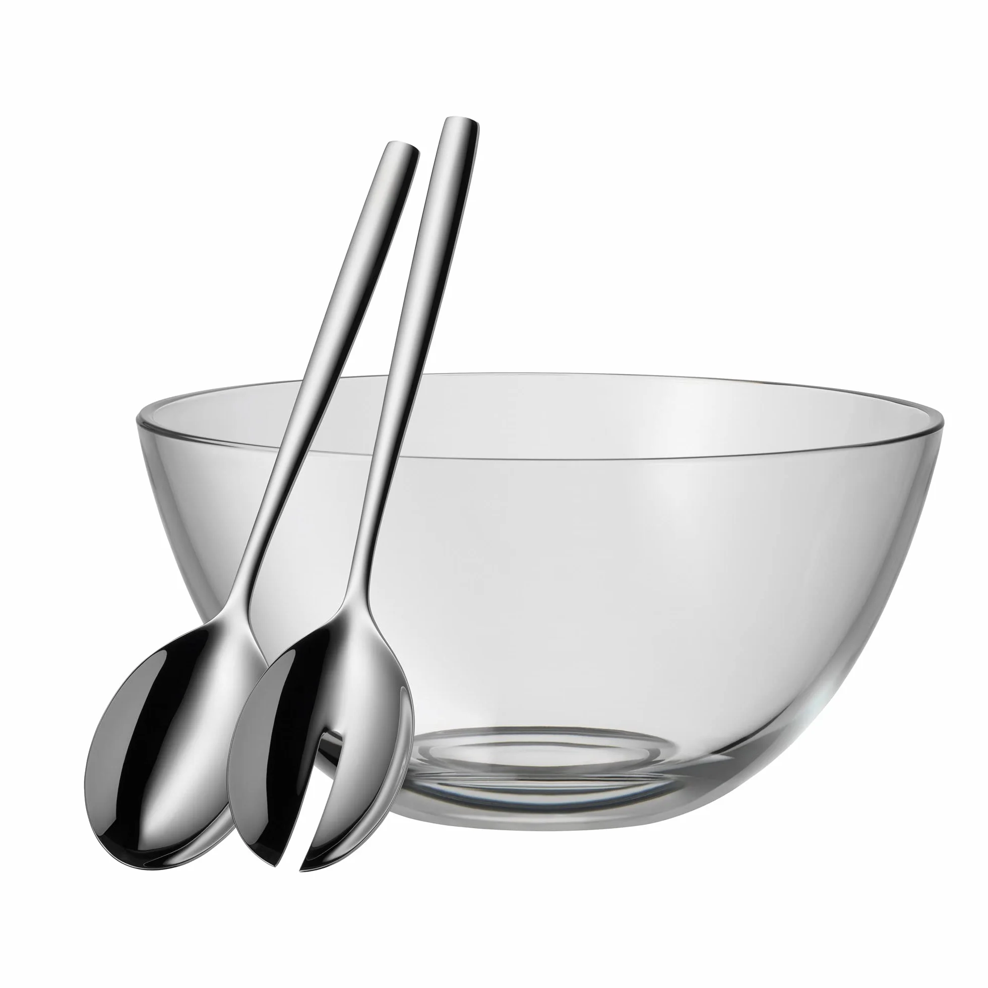 WMF Taverno 3-częściowy zestaw salaterek, szklane sztućce do sałatek, polerowana stal nierdzewna Cromargan, można myć w zmywarce, średnica 25 cm