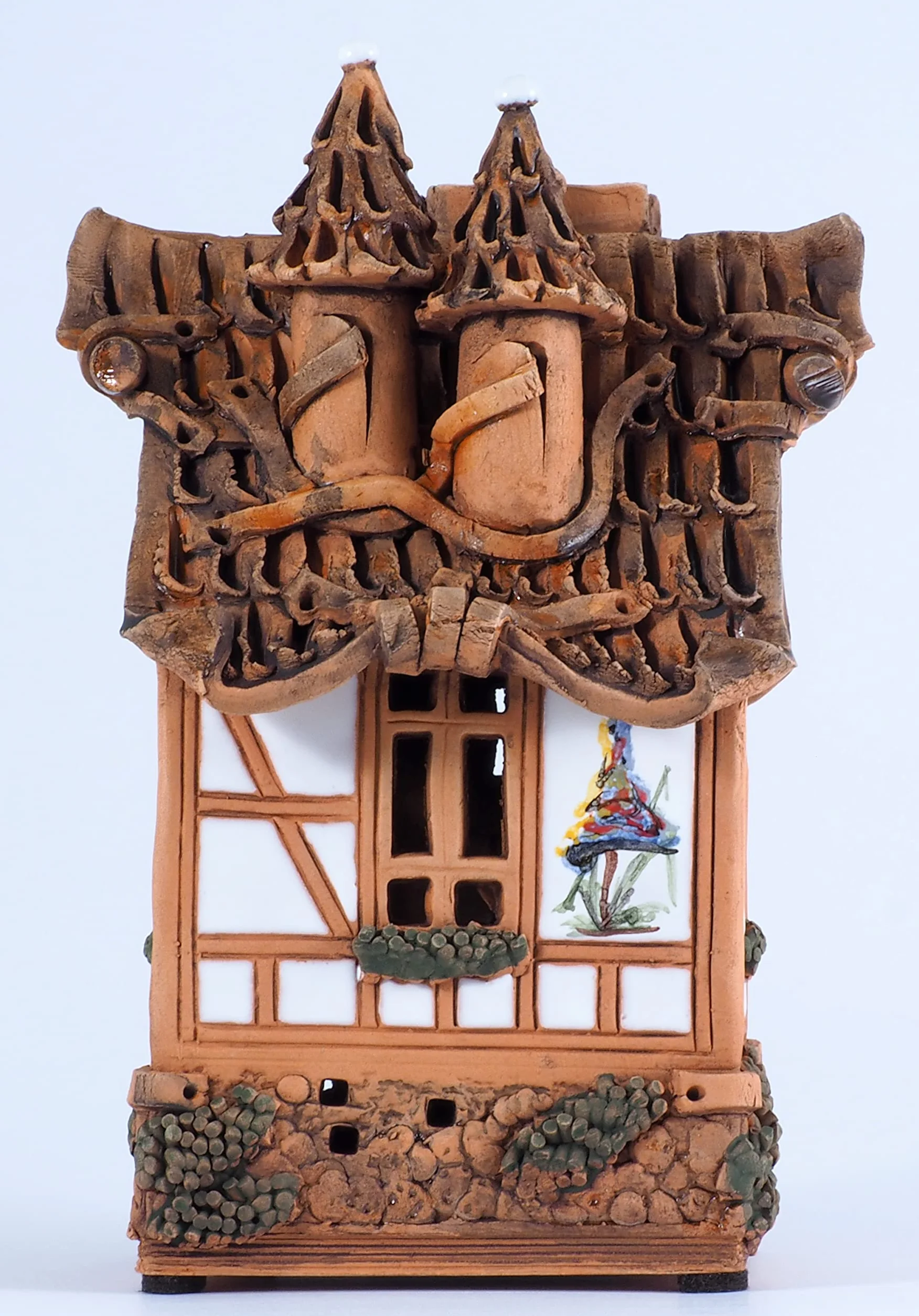 Ceramiczny domek świetlny, świecznik na herbatę, artystyczny przedmiot kolekcjonerski, B232AR