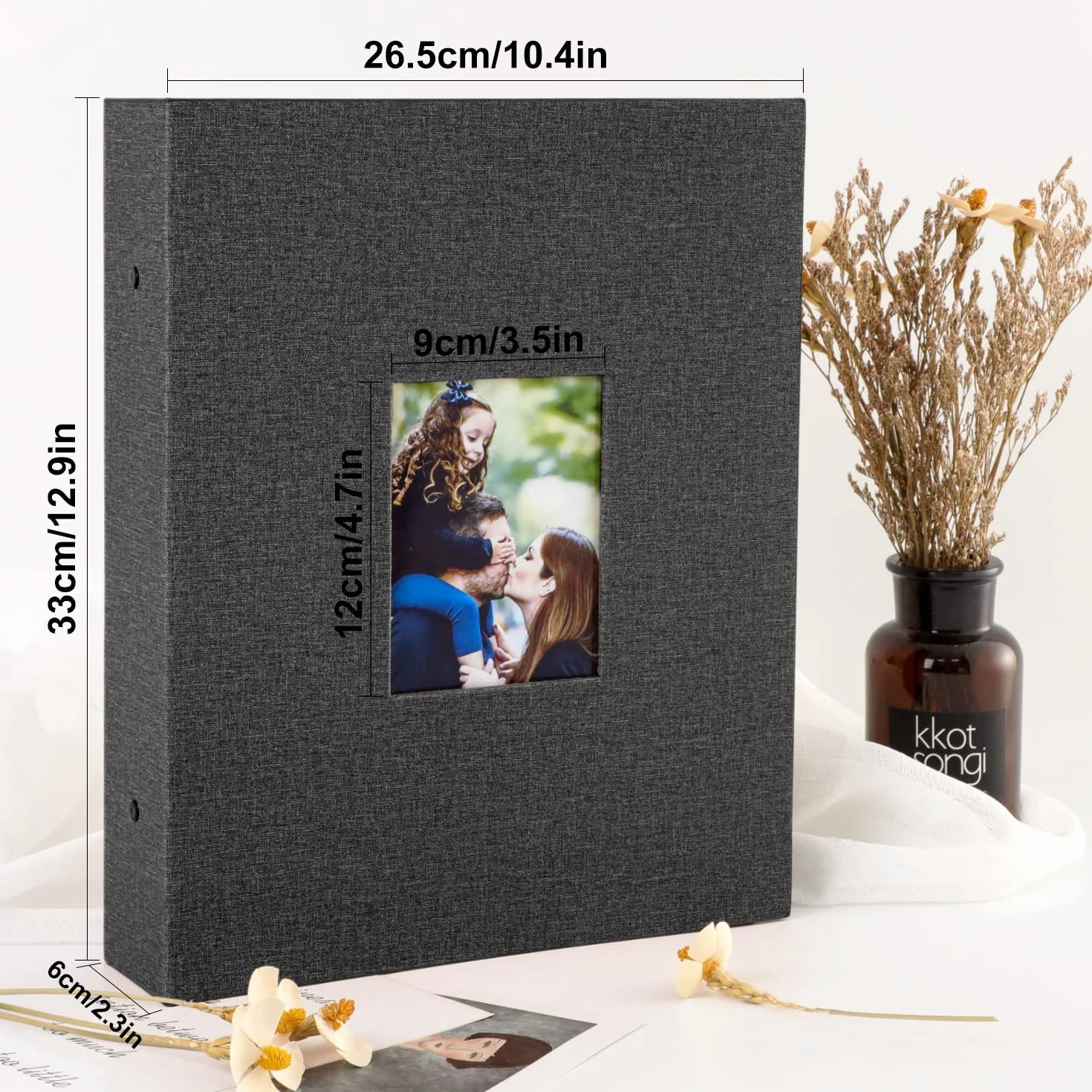 Lanpn Album fotograficzny 1000 zdjęć 10x15 XXL lniany czarny