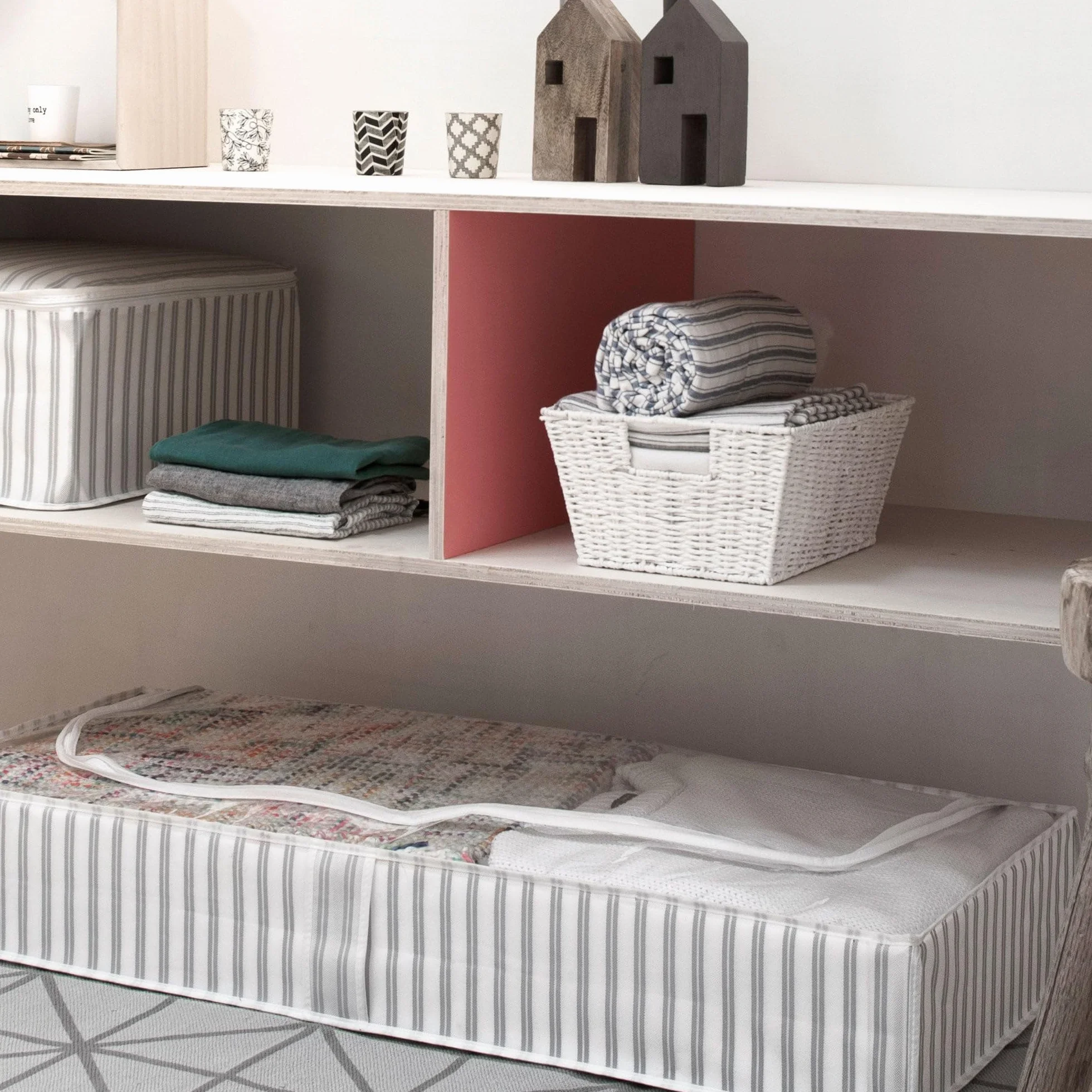 Compactor Etna Storage Basket, ręcznie pleciony kosz półkowy z papieru z 2 uchwytami, kosz na zabawki, organizator do biura i przechowywanie w łazience, metalowa ramka, kolor biały