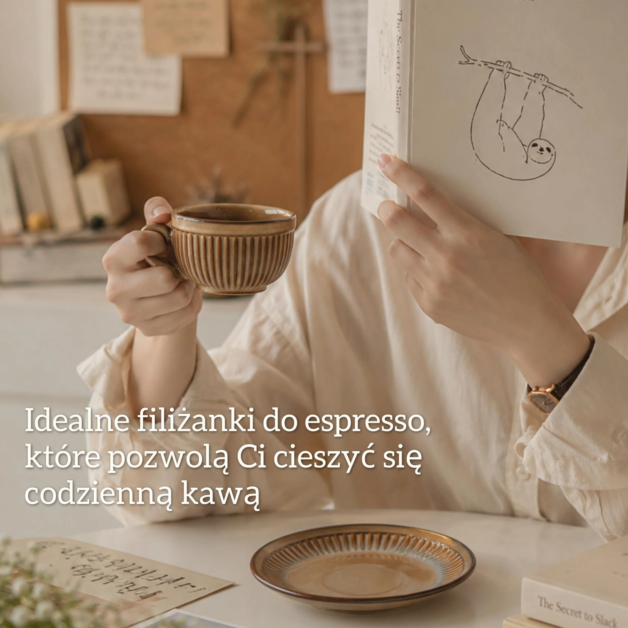 Zestaw 6 filiżanek do espresso ze spodkami 90 ml – zestaw filiżanek do espresso – filiżanki do kawy z kamionką – grube ścianki z uchwytem – ręcznie wykonane filiżanki do kawy barista