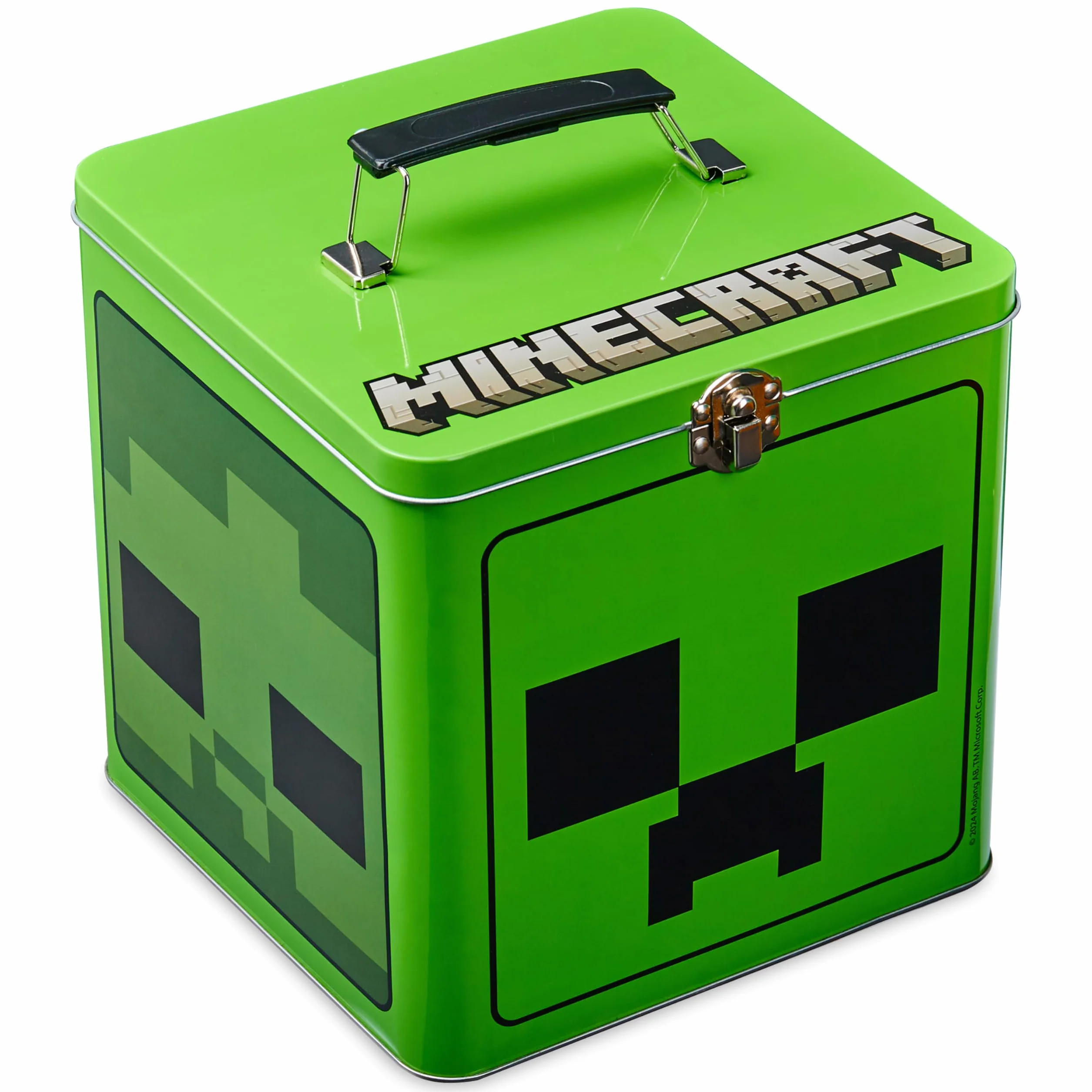 Minecraft Puszka na ciasteczka dla dzieci i nastolatków, metalowe zapięcie, 7 x 7 cm, dekoracyjny słoik na ciasteczka, prezenty dla graczy