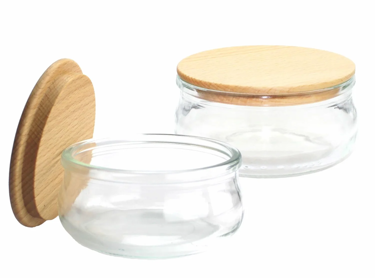 2x Szkło do zalewu świec szkło do świec 210 ml elegancka drewniana pokrywka