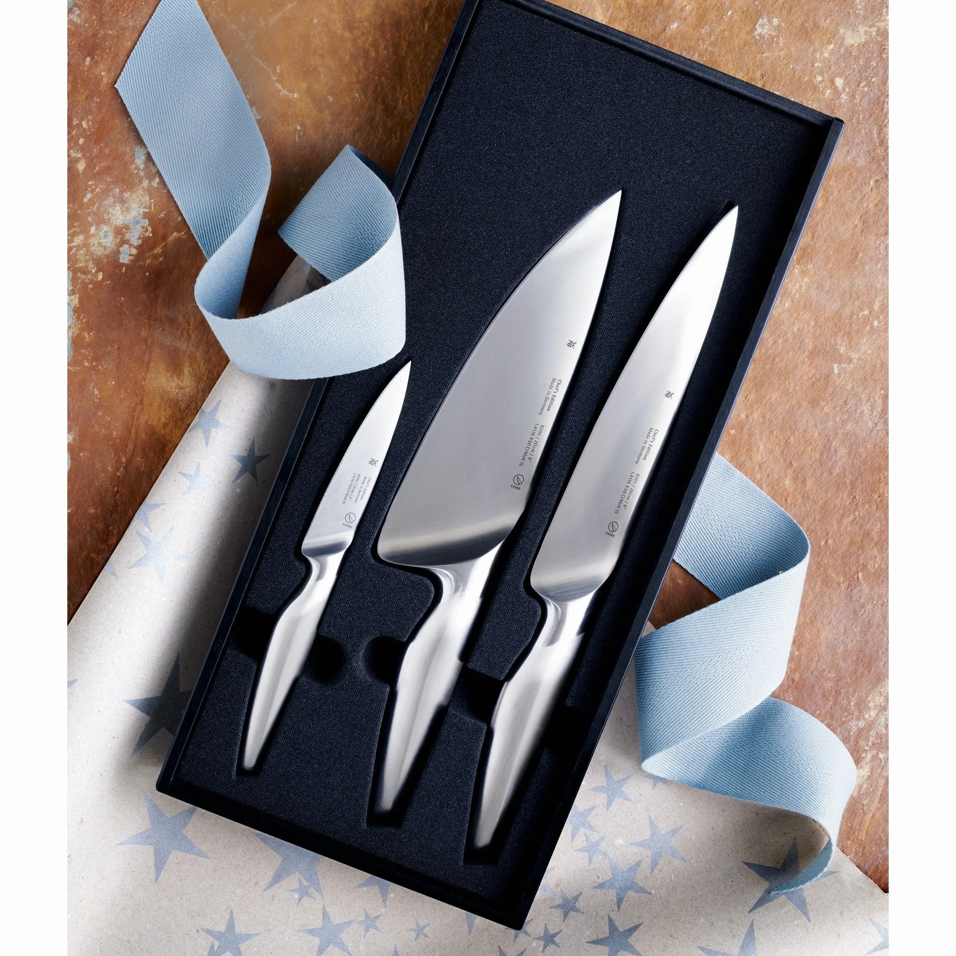 WMF Chef's Edition nóż uniwersalny, nóż do szpikulców 21 cm, nóż kuchenny Made in Germany, nóż kuty, Performance Cut, specjalna stal ostrza, drewniane pudełko, ostrze 10 cm