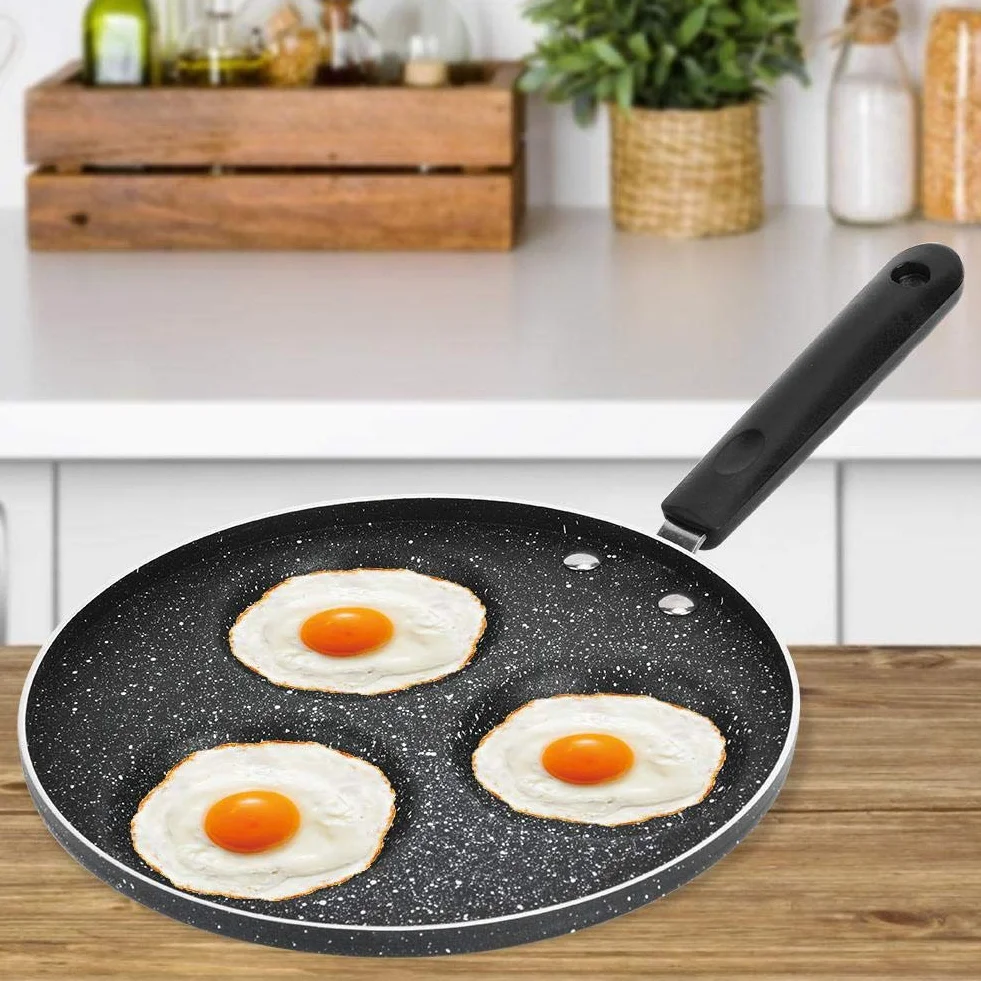 Aluminiowa patelnia do jajek z 3 filiżankami nieprzywierająca patelnia śniadaniowa i cukiernicza do hamburgera, angielskiej muffinki, kanapki, kiełbasy, pasztecików i jajek