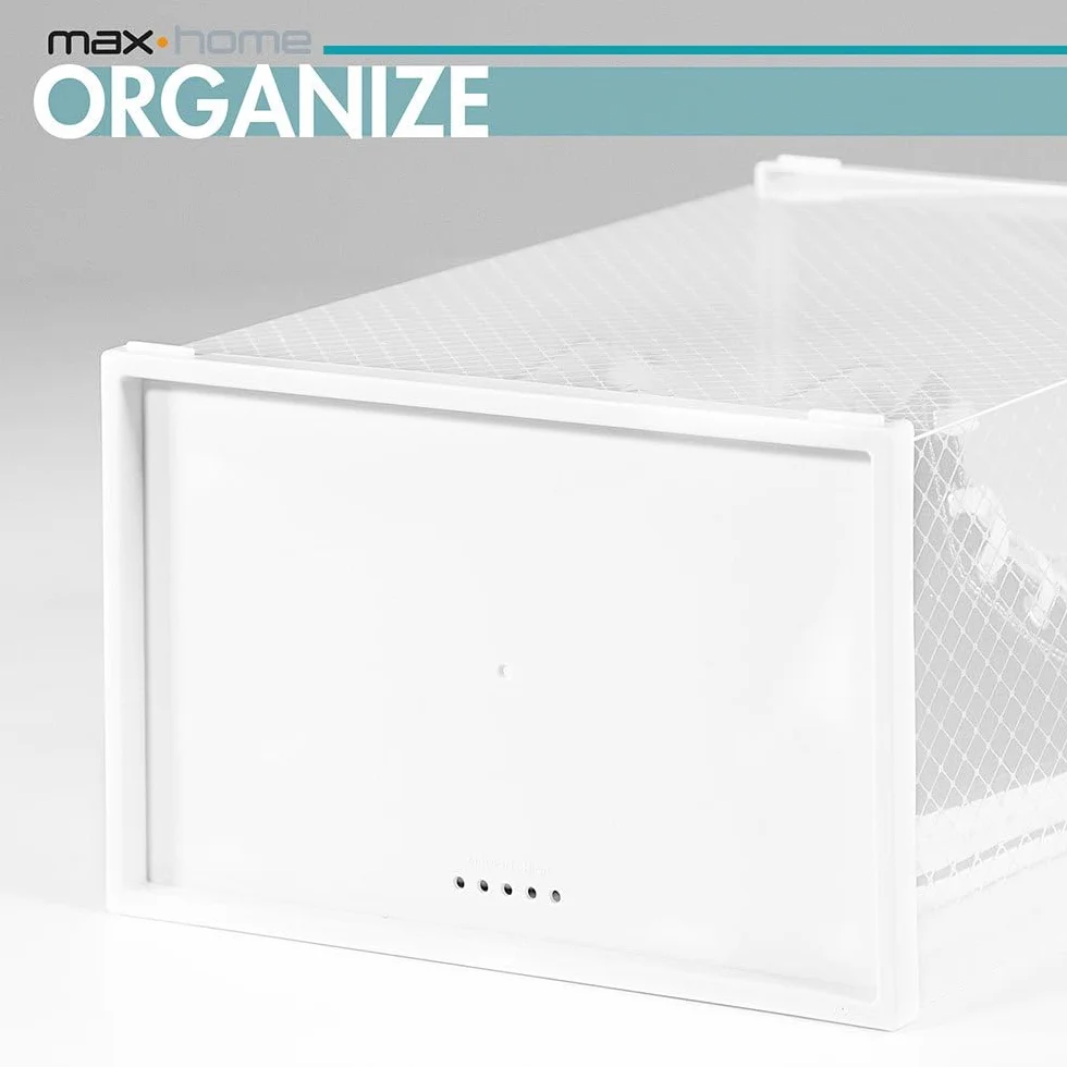 AKTIVE Max Home Plastikowe pudełka na buty, zestaw 6 organizerów do przechowywania, 23 x 33,5 x 14,5 cm, układane w stos, zapobiegające przewróceniu, do T.44, przezroczyste, plastikowe pudełko na