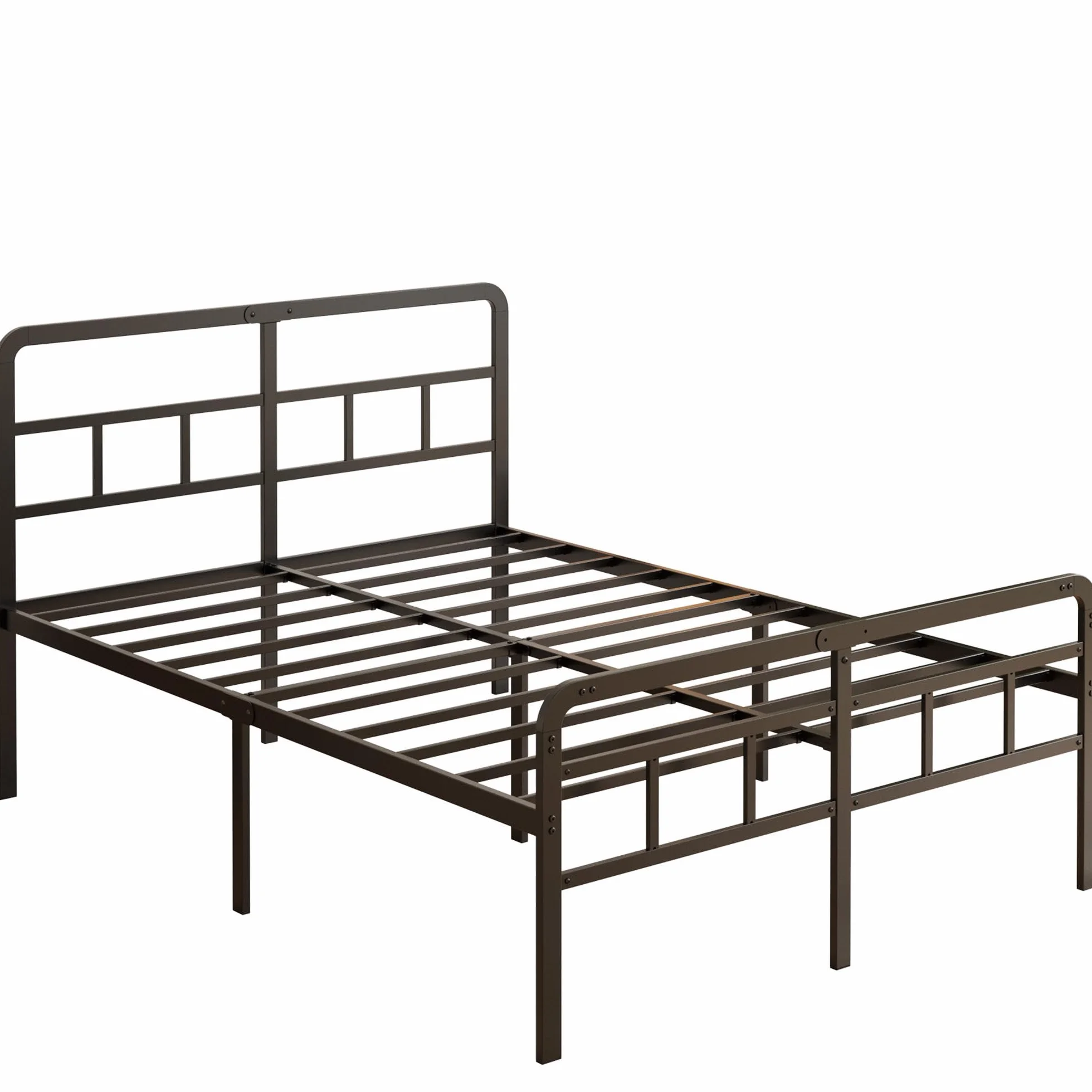 Yicensen Metalowa ramka łóżka 140x200 cm z zegarzkiem i poduszkiem łóżka, ramka metalowa o wysokości 46 cm z mocnym wspornikiem, miejsce na magazynowanie pod łóżkiem