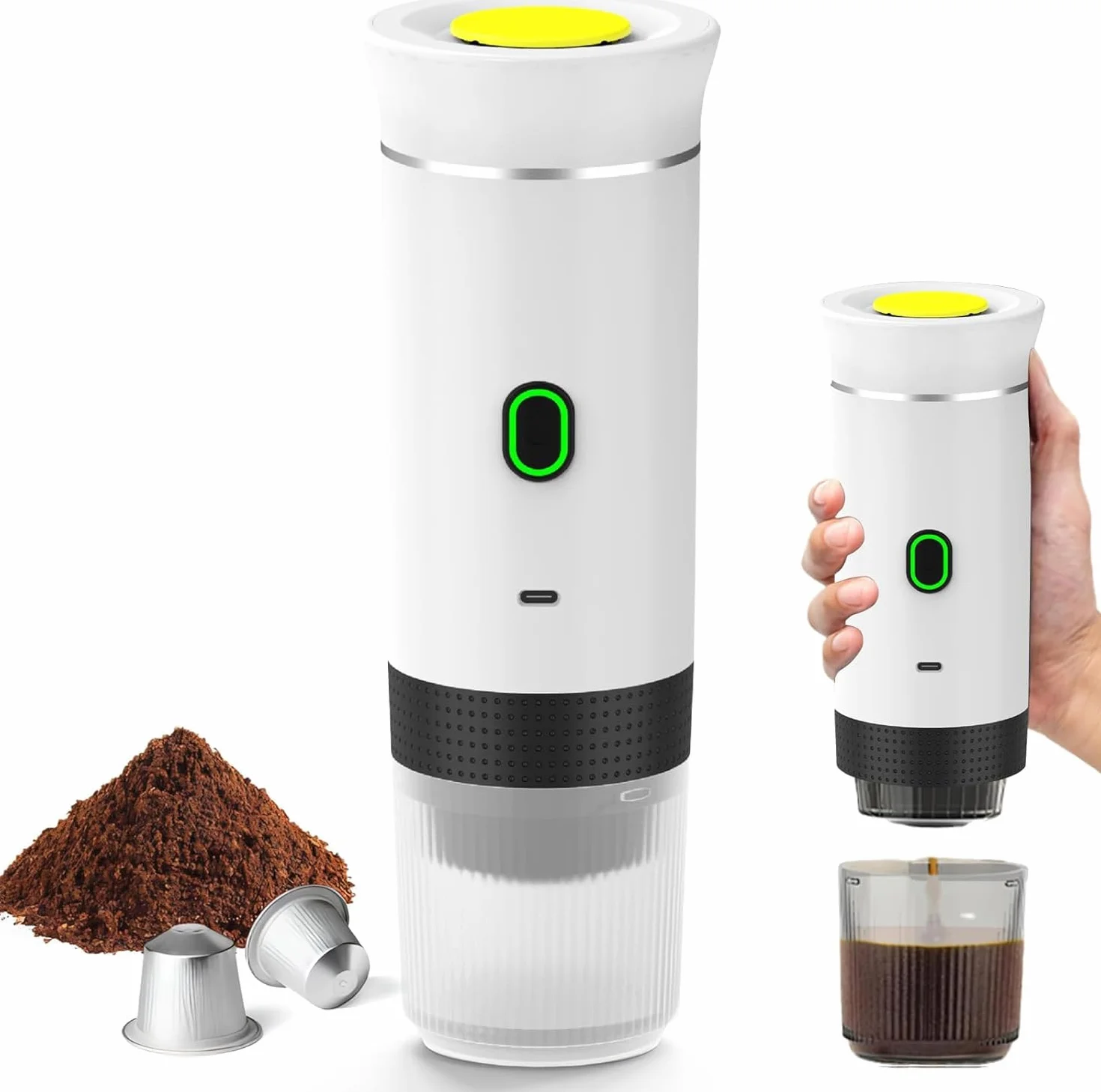 Ekspres Do Kawy Na Wiele Kapsułek, Ekspres Do Kawy Espresso 3 W 1, 4-6 Minut Samonagrzewania, Małe Kapsułki, Duże Kapsułki, Kawa Mielona, Przenośny Ekspres Do Kawy Do Biura, White