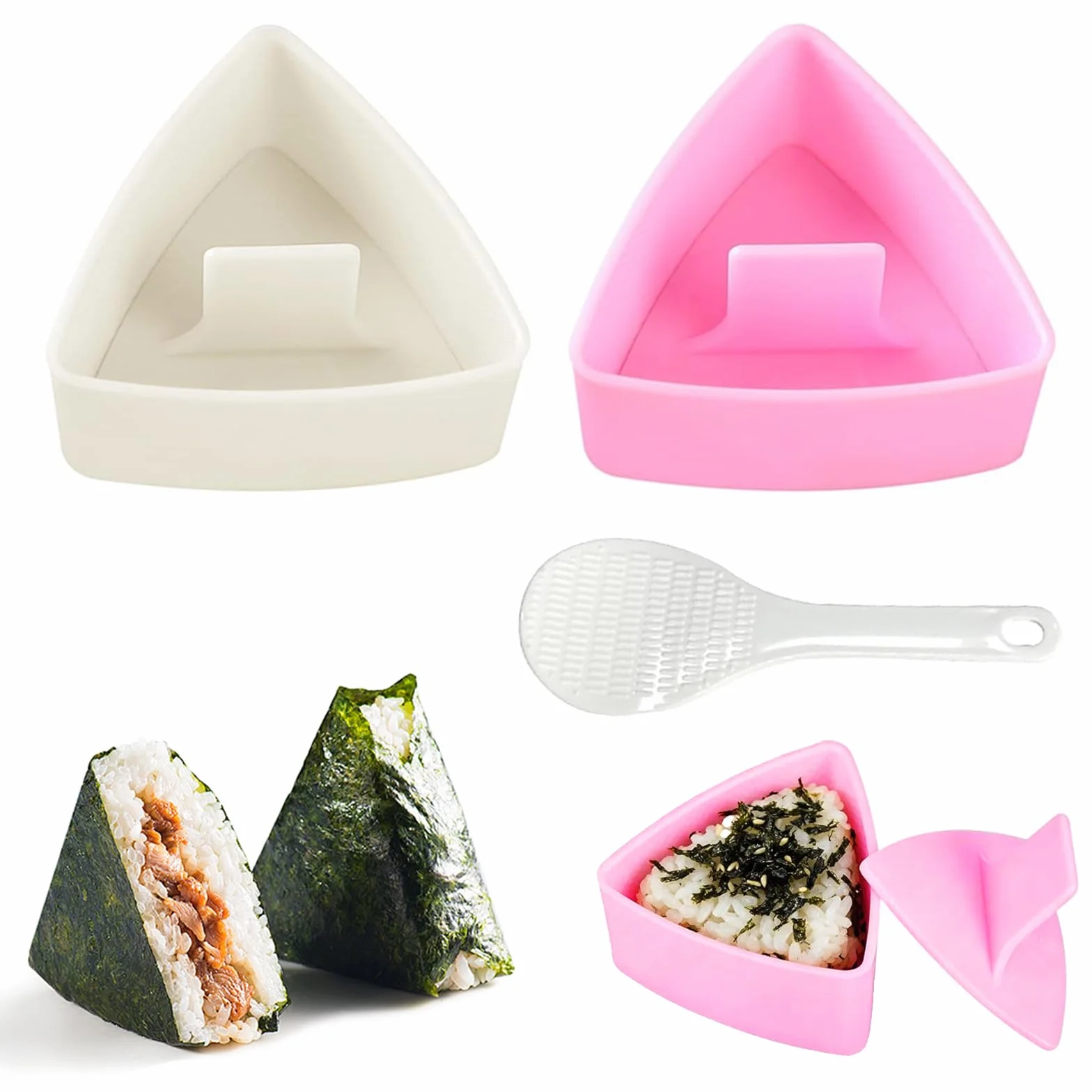 3 szt. Forma Onigiri, Wielokrotnego użytku Trójkątna Prasa Do Formowania Sushi Onigiri, DIY Trójkątna Forma Sushi Łyżka do Ryżu, dla Restauracji, Kempingu i Rodziny