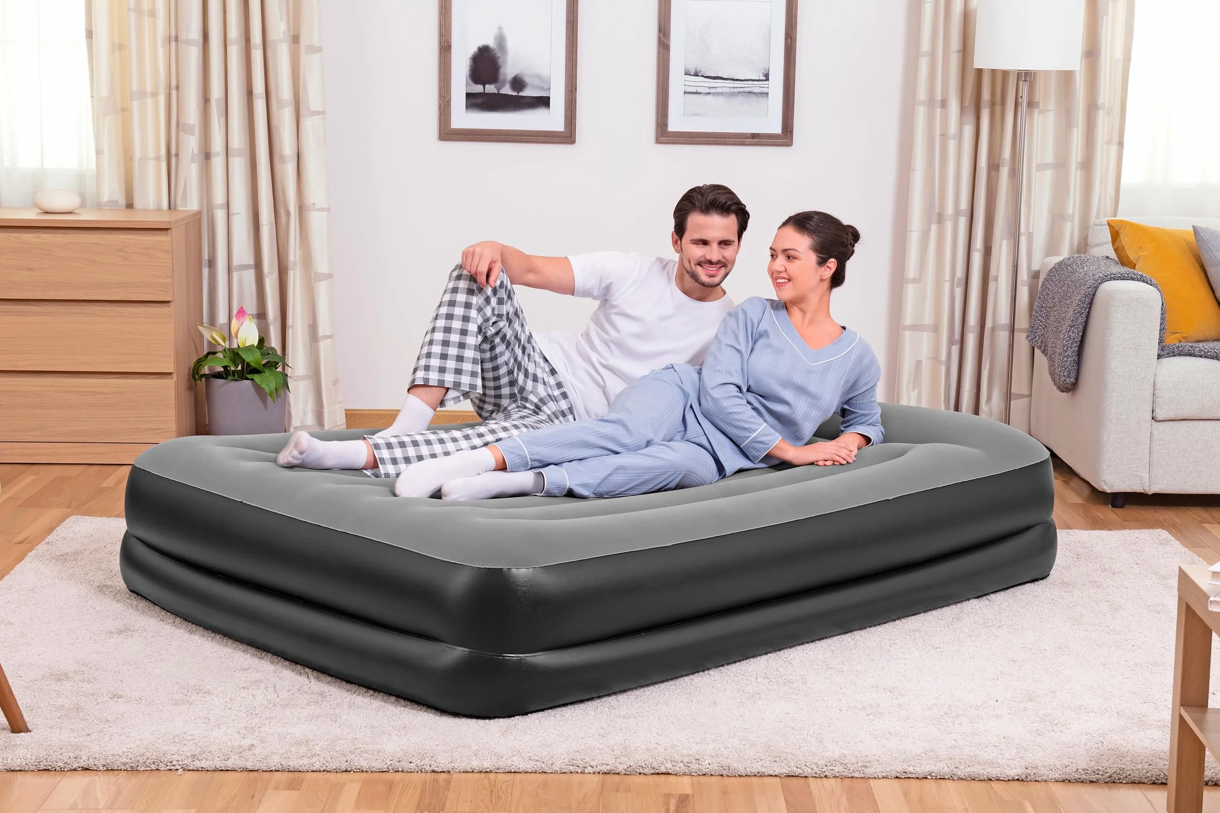 Bestway TriTech Aerolux materac dmuchany ze zintegrowaną pompą elektryczną Double XL/Mid 203 x 152 x 46 cm