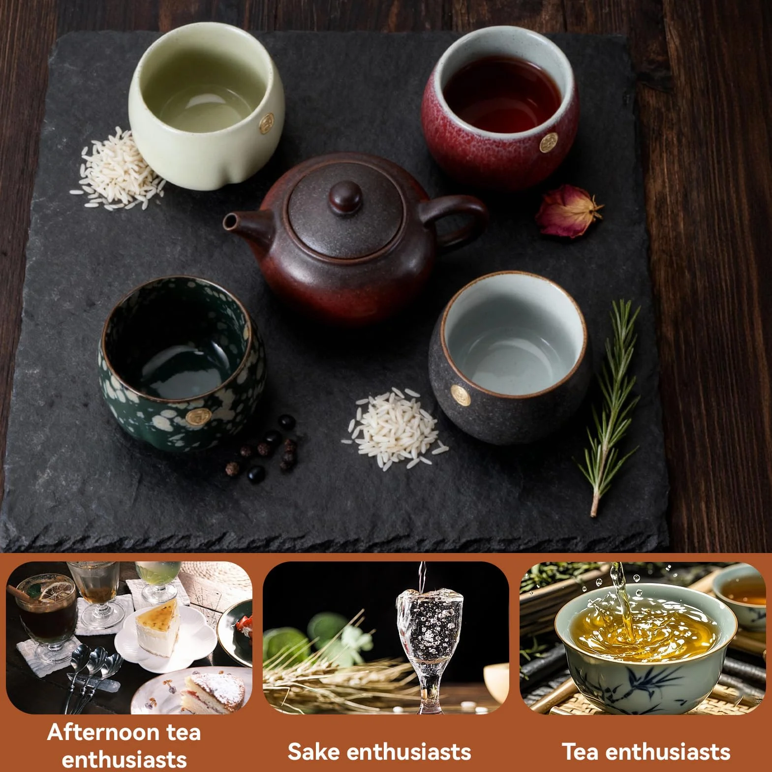 Japońska filiżanka do herbaty, 4-częściowy zestaw kubków ceramicznych, japońskie filiżanki do herbaty, zestaw do domu, biura, na prezent, do sake cups