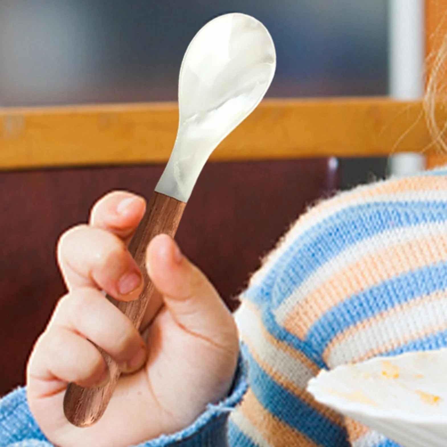 Łyżka do kawioru z masy perłowej, łyżeczka do muszli, widelec kuchenny | łyżka do kawioru z drewnianym uchwytem, naturalna łyżka do muszli, łyżeczka z masy perłowej do jajek, kawy, serwowania