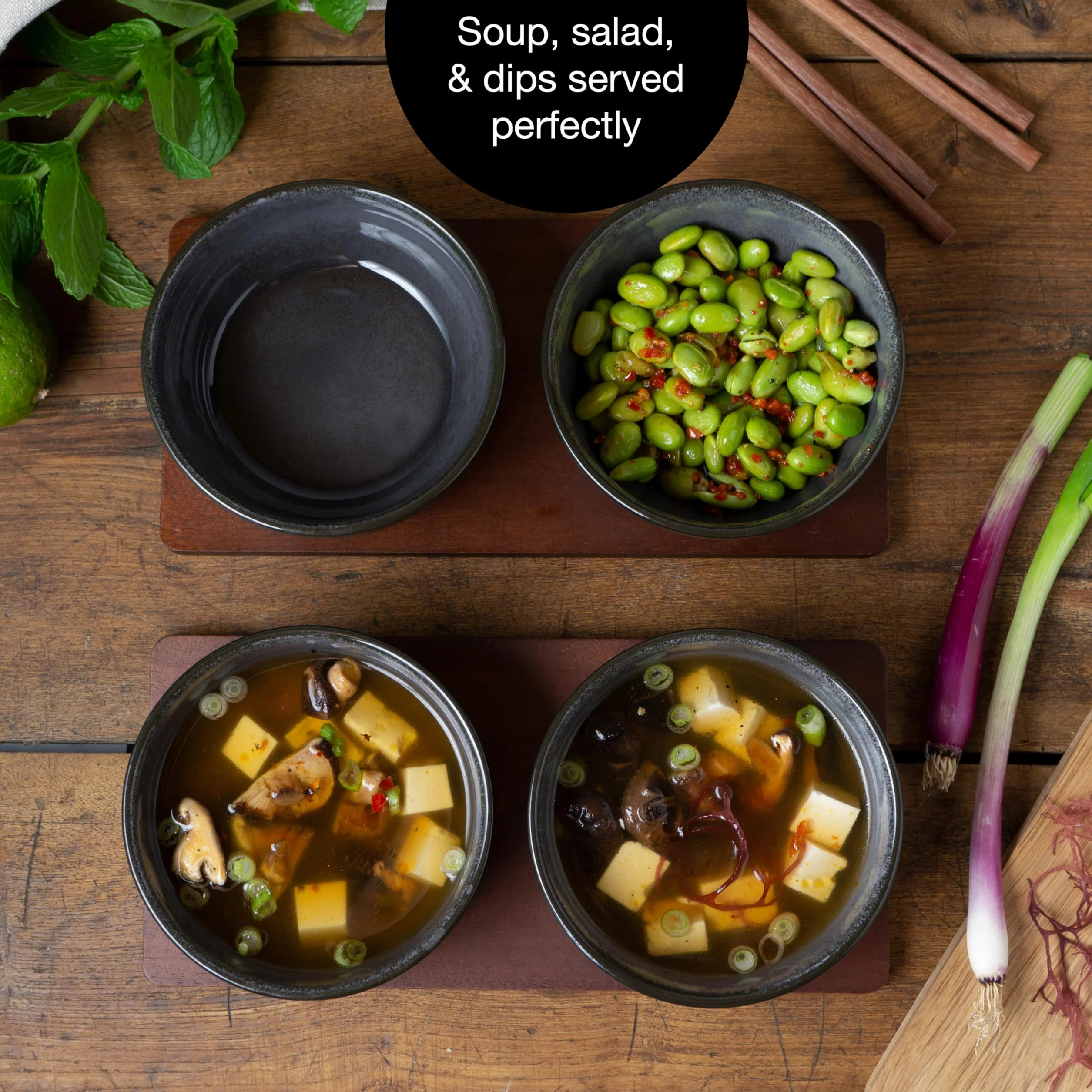 Moritz & Moritz VIDA 4x Miso zestaw misek 12 cm Ø - japoński ceramiczny zestaw naczyń do zupy miso, dipów i przekąsek