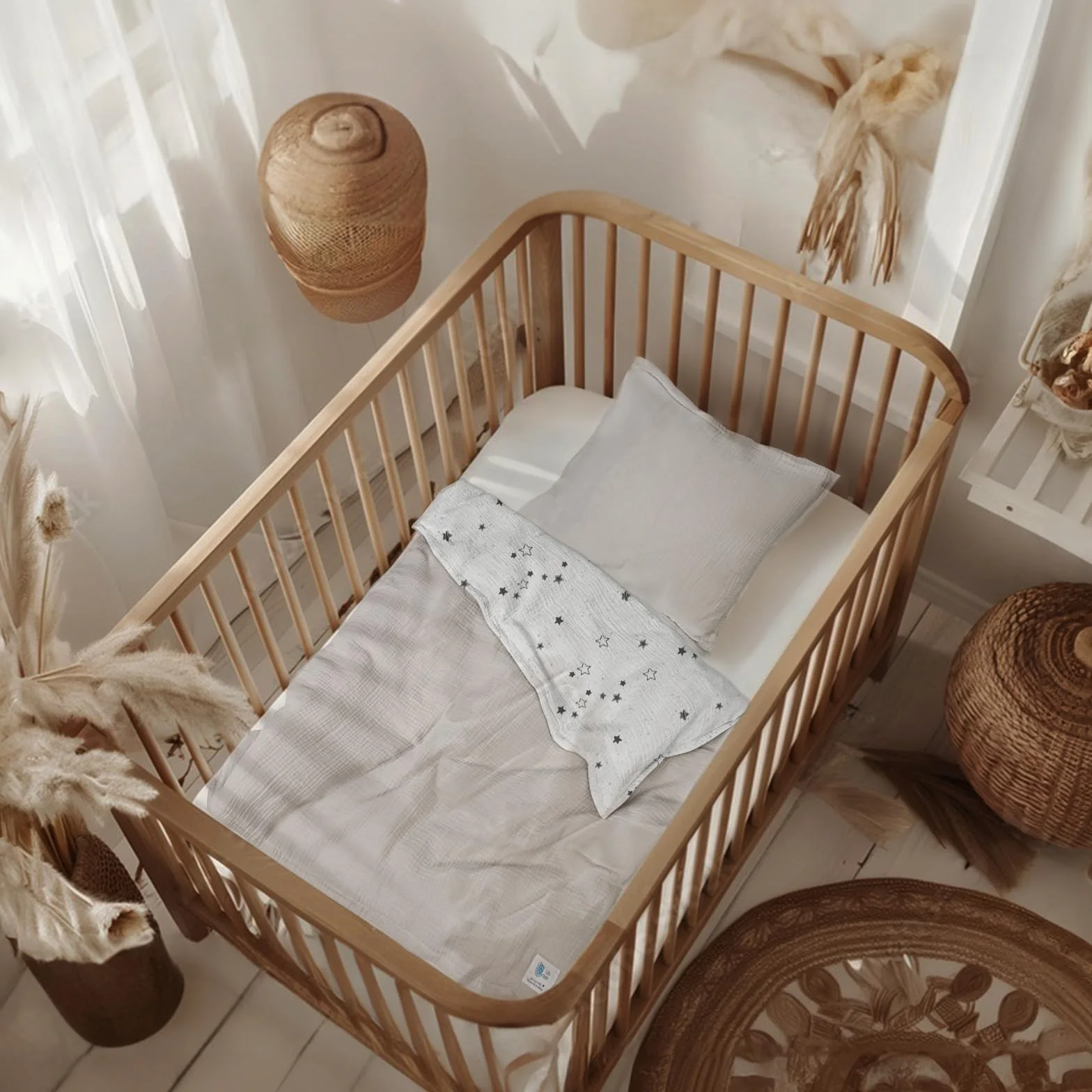 lulumoon Pościel z muślinu dla niemowląt 80x80: poszewka na kołdrę 80x80 + poszewka na poduszkę 35x40cm z bawełny Oeko-TEX Standard – Lekki i komfortowy zestaw pościeli dla niemowląt i dzieci