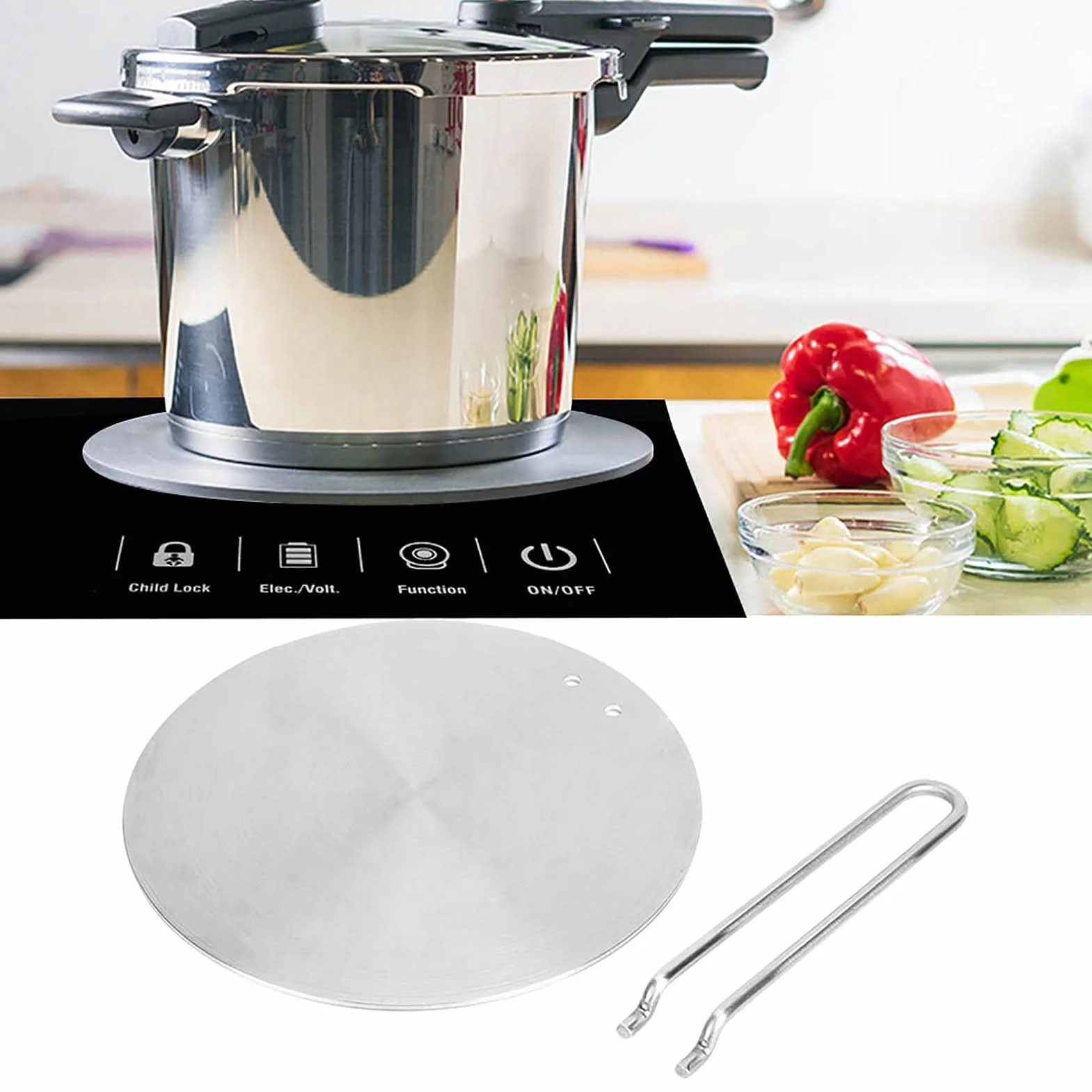 Płyta dyfuzora ciepła ze stali nierdzewnej 22 cm — adapter indukcyjny do płyt gazowych i elektrycznych (24cm)