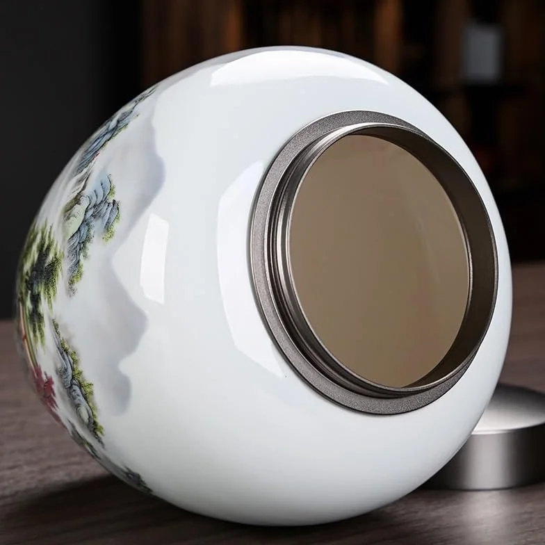 Dzbanek na herbatę Duże ceramiczne puszki do herbaty, domowe puszki do przechowywania, herbata Pu'er, czarna herbata, zielona herbata, szczelne puszki, blaszane pokrywki, puszki na herbatę Longjing