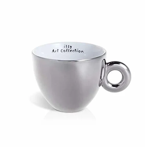 illy Filiżanki do cappuccino, zestaw 2 sztuk, białe, stożkowe, nowoczesne, artystycznie zaprojektowane, 2 sztuki (1 opakowanie), wielokrotnego użytku, do domu, biura, na wszystkie okazje