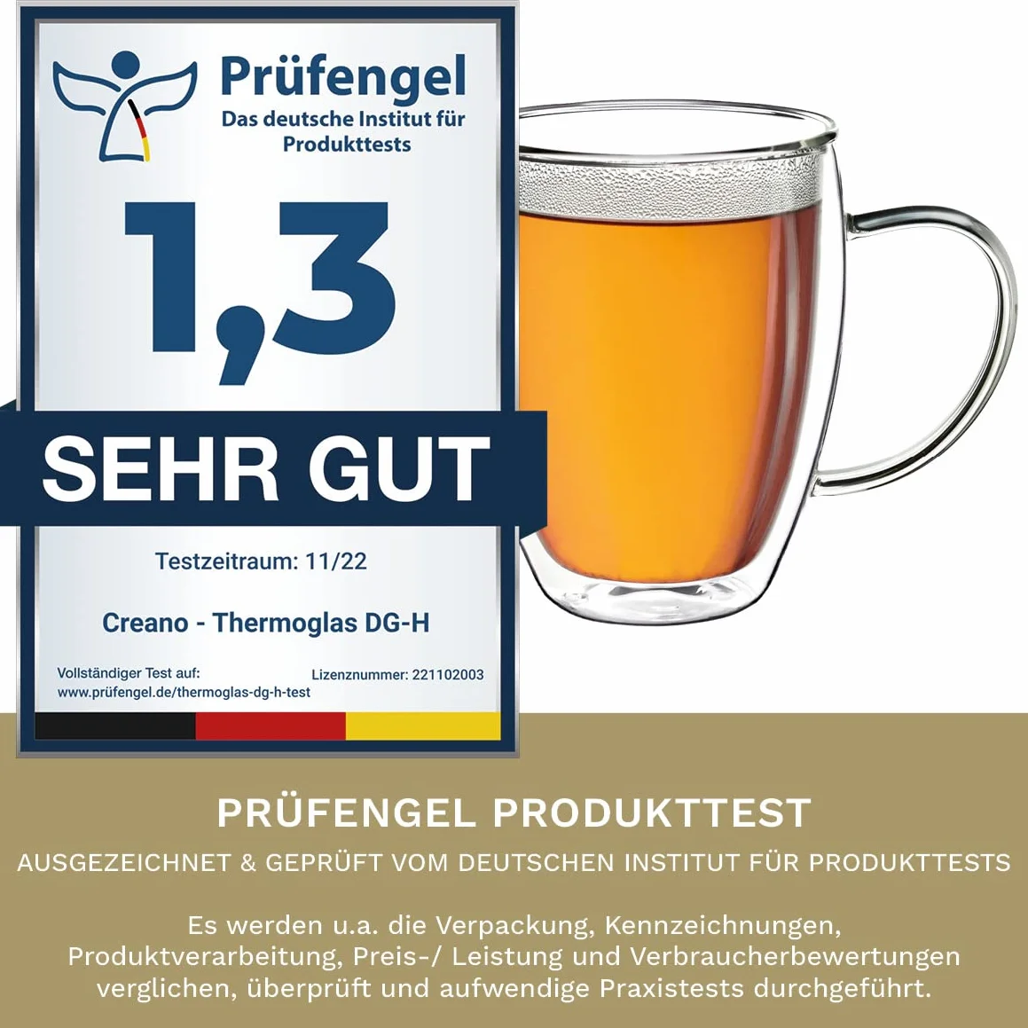 Creano Szklanki termiczne z podwójnymi ściankami, 400 ml, zestaw 8 sztuk, duże szklanki z podwójnymi ściankami, ze szkła borokrzemowego, szklanki do kawy, szklanki do herbaty, latte macchiato