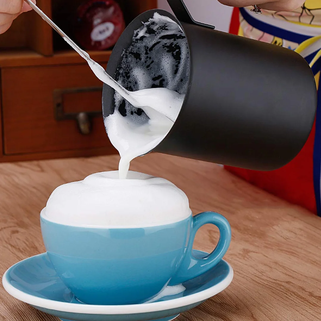 Ręczna pompka do spieniania mleka, 400 ml, ręczna maszyna do spieniania mleka, stal nierdzewna do cappuccino i kawy latte