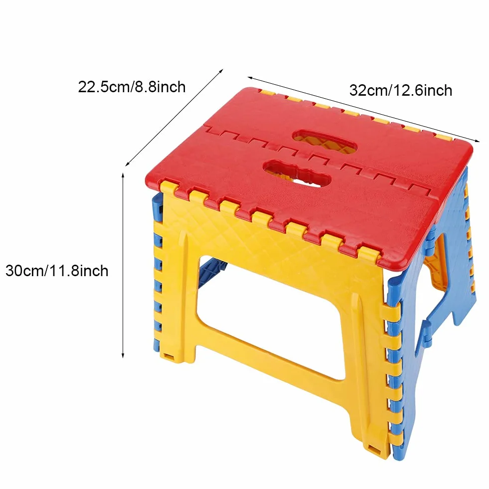 Składany Stołek Składany Plastikowy Stołek Małe Krzesło Zaawansowany Przenośny Stołek Dziecięcy 32 * 22,5 * 30cm (czerwone żółte tło niebieskie)