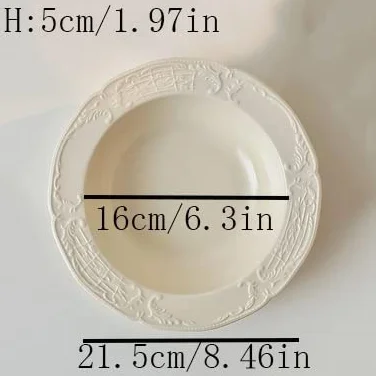 Talerz obiadowy kremowy kolor zastawa stołowa ceramiczny talerz do makaronu okrągła miska do makaronu domowy talerz na zupę restauracja kawiarnia talerz sałatkowy prosty talerz deserowy jednolity
