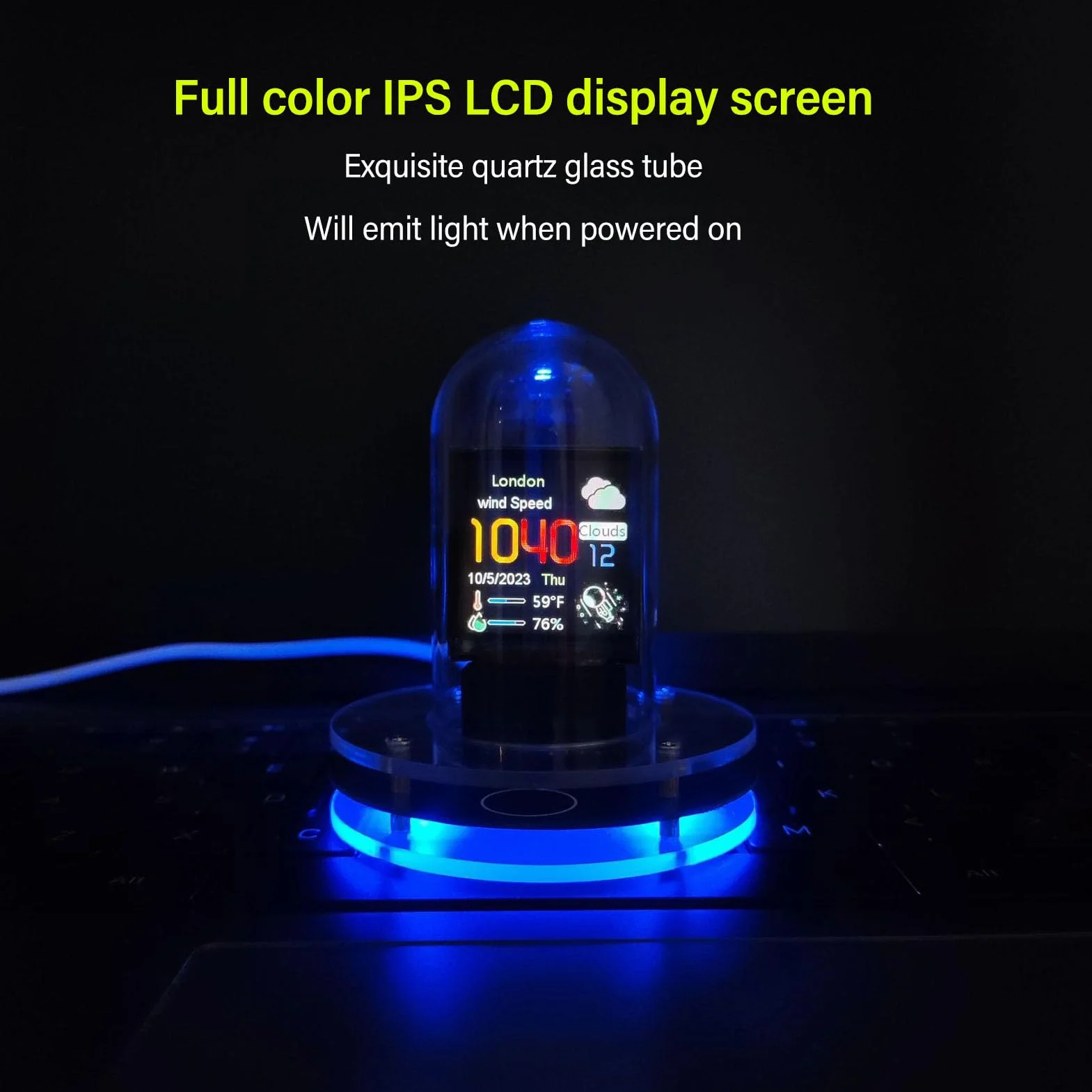 Inteligentny Zegar Nixie Tube WiFi Zegar Cyfrowy RGB Elektroniczny Zegar w Kształcie Tuby z Pełnokolorowymi Wyświetlaczami LCD IPS na Komputer Stacjonarny