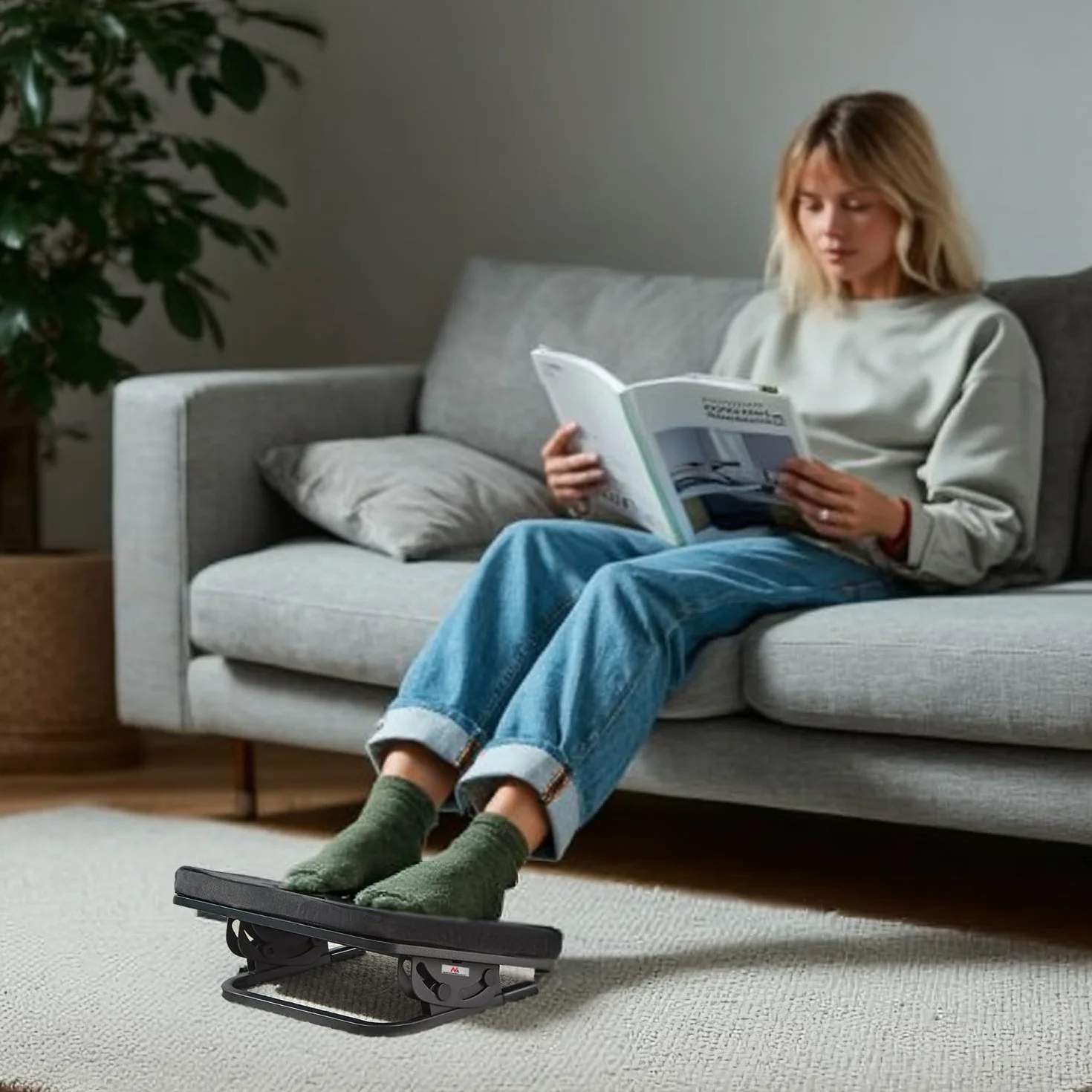 Maclean MC-460 Podnóżek Ergonomiczny, Podstawka pod Nogi, Płynnie Regulowany Kąt Nachylenia, Zdejmowalna Poduszka