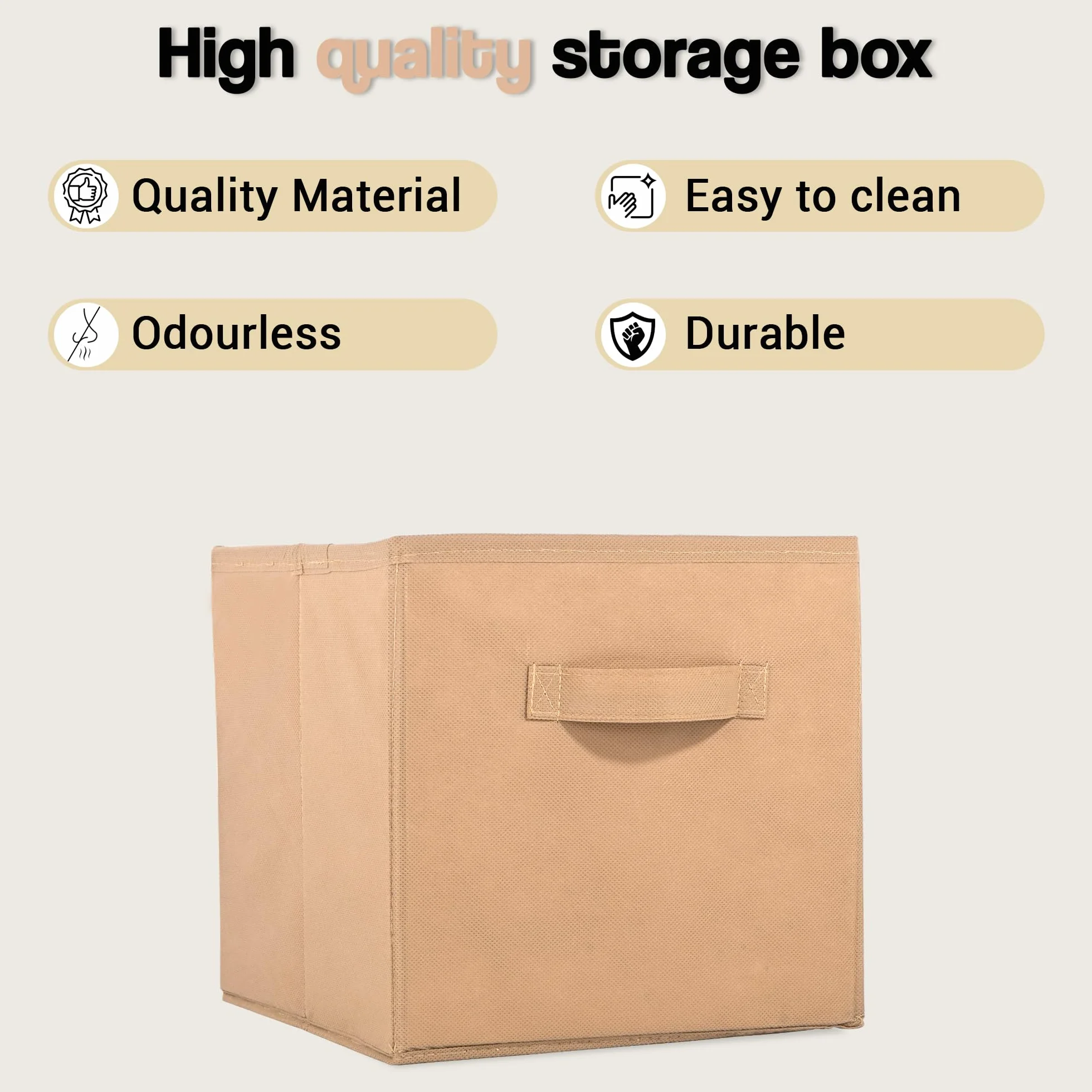 Kuber Industries 6 szt. (28 cm) nietkany, kwadratowy, składany organizer na ubrania, pudełko do przechowywania do szafy, wielofunkcyjne do zabawek dla dzieci, sukienki dla niemowląt, dołączony uchwyt